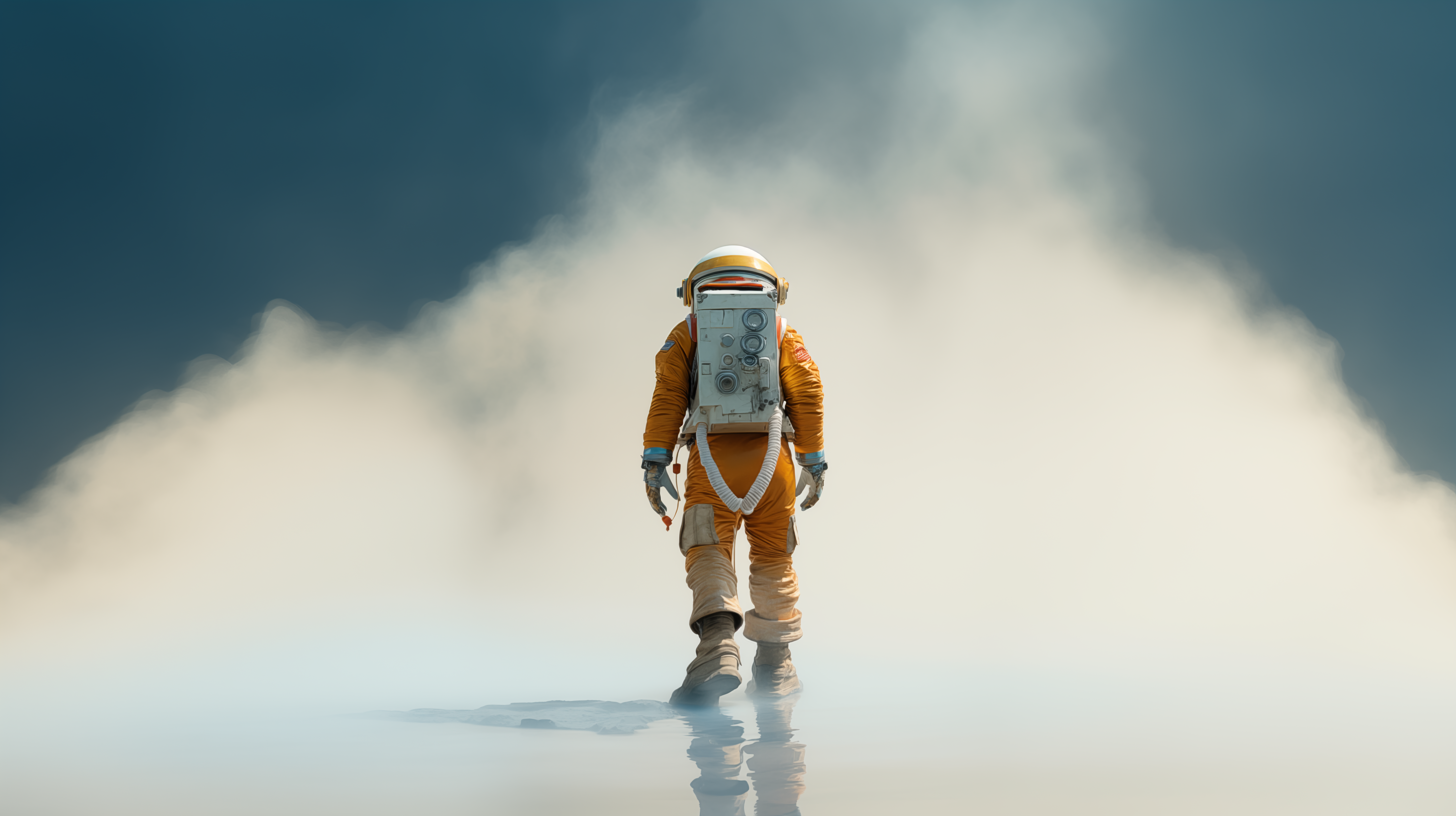 General 5824x3264 AI art smoke clouds astronaut walking