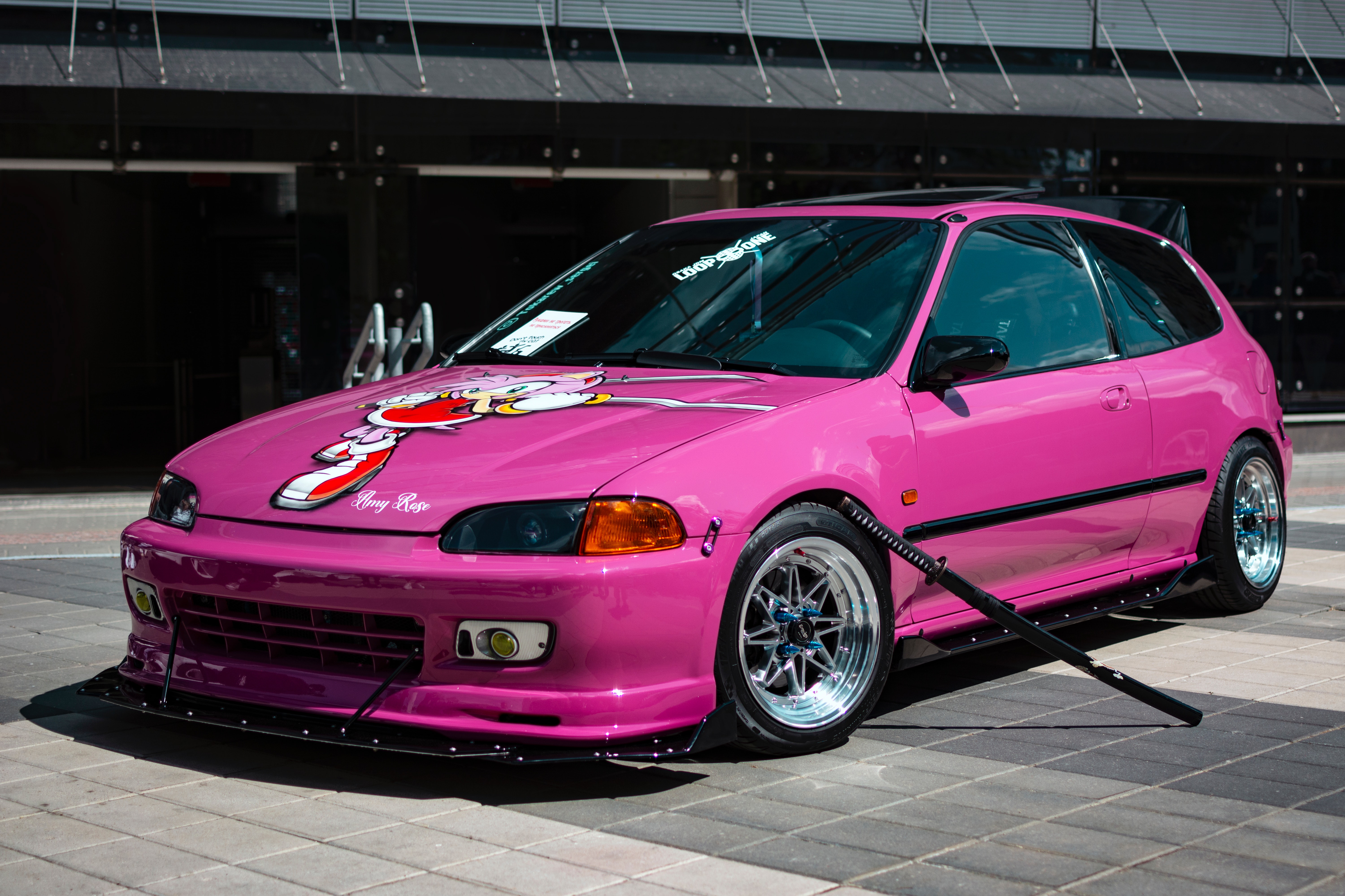 General 6000x4000 car Sonic the Hedgehog pink cars vehicle frontal view katana Amy Rose weapon Honda sword Japanese cars