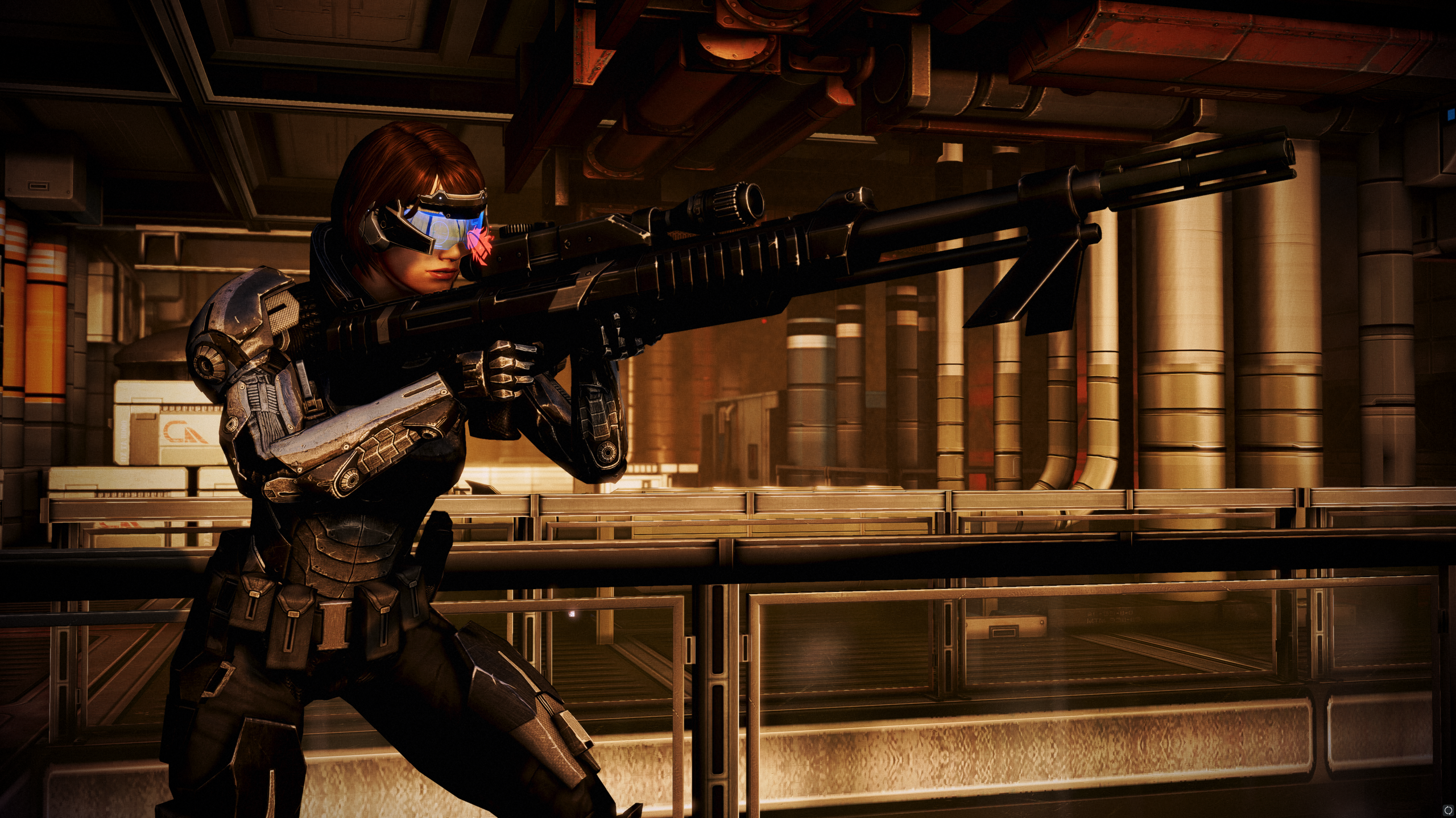 General 2560x1440 video games CGI Mass Effect 3 sniper rifle video game characters gun video game art armor girls with guns aiming Mass Effect