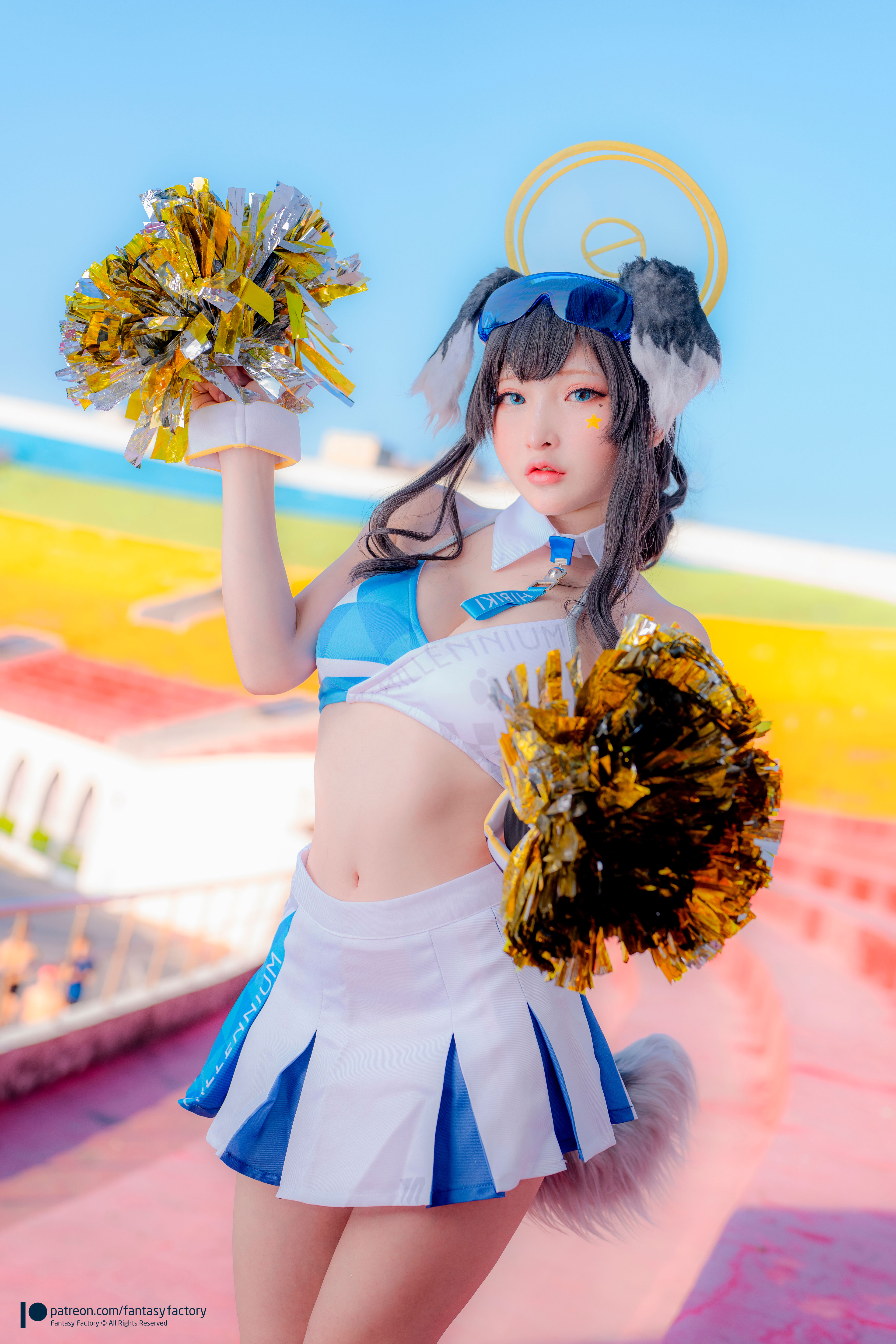 People 3840x5760 Fantasy Factory women model Asian cosplay Nekozuka Hibiki (Blue Archive) Blue Archive cheerleaders stadium pompoms