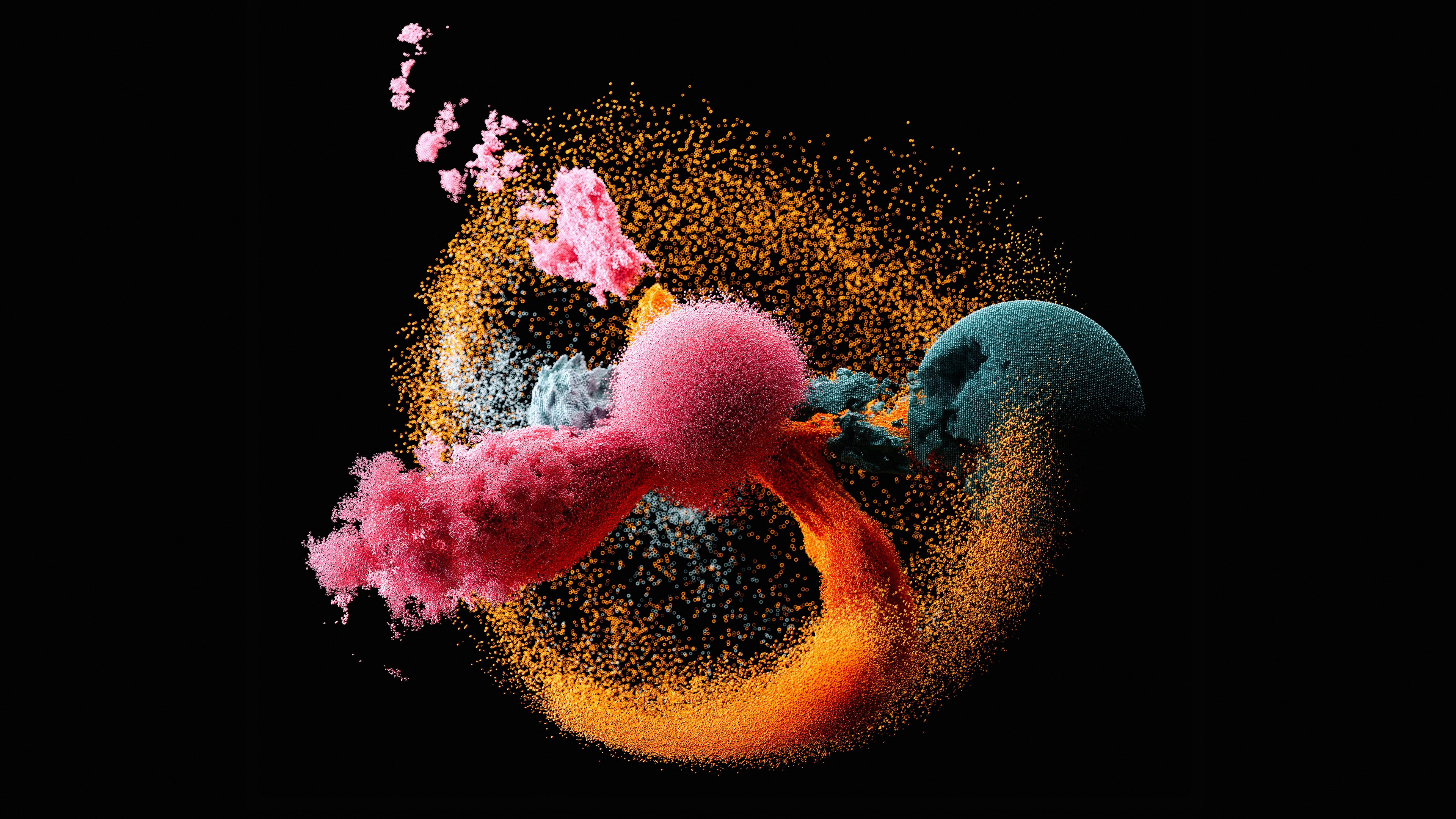 General 3840x2160 abstract dark background colorful artwork digital art explosion simple background black background 3D Abstract