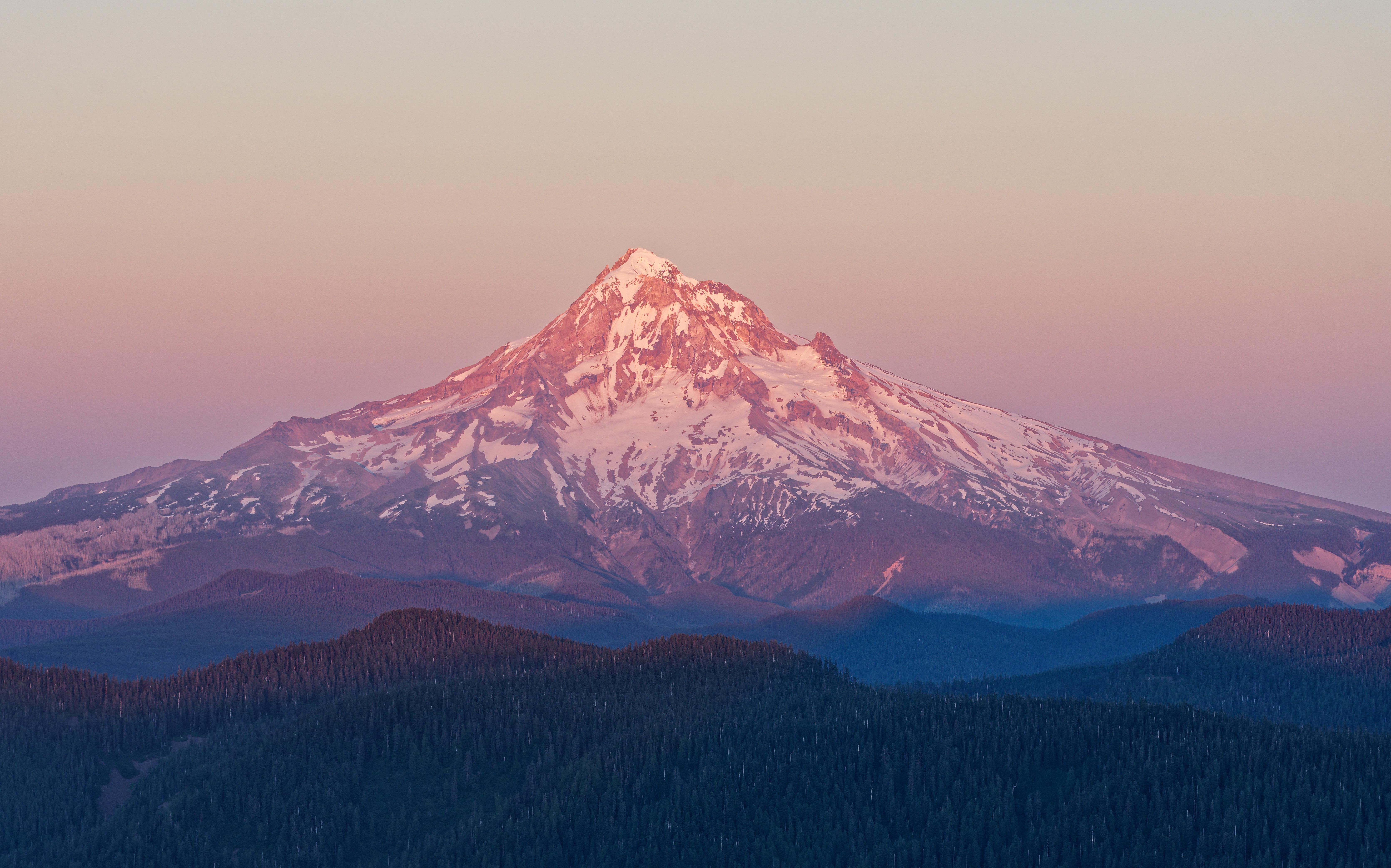 General 6684x4175 mountains sunset Oregon USA snow forest aerial view Mount Hood landscape nature
