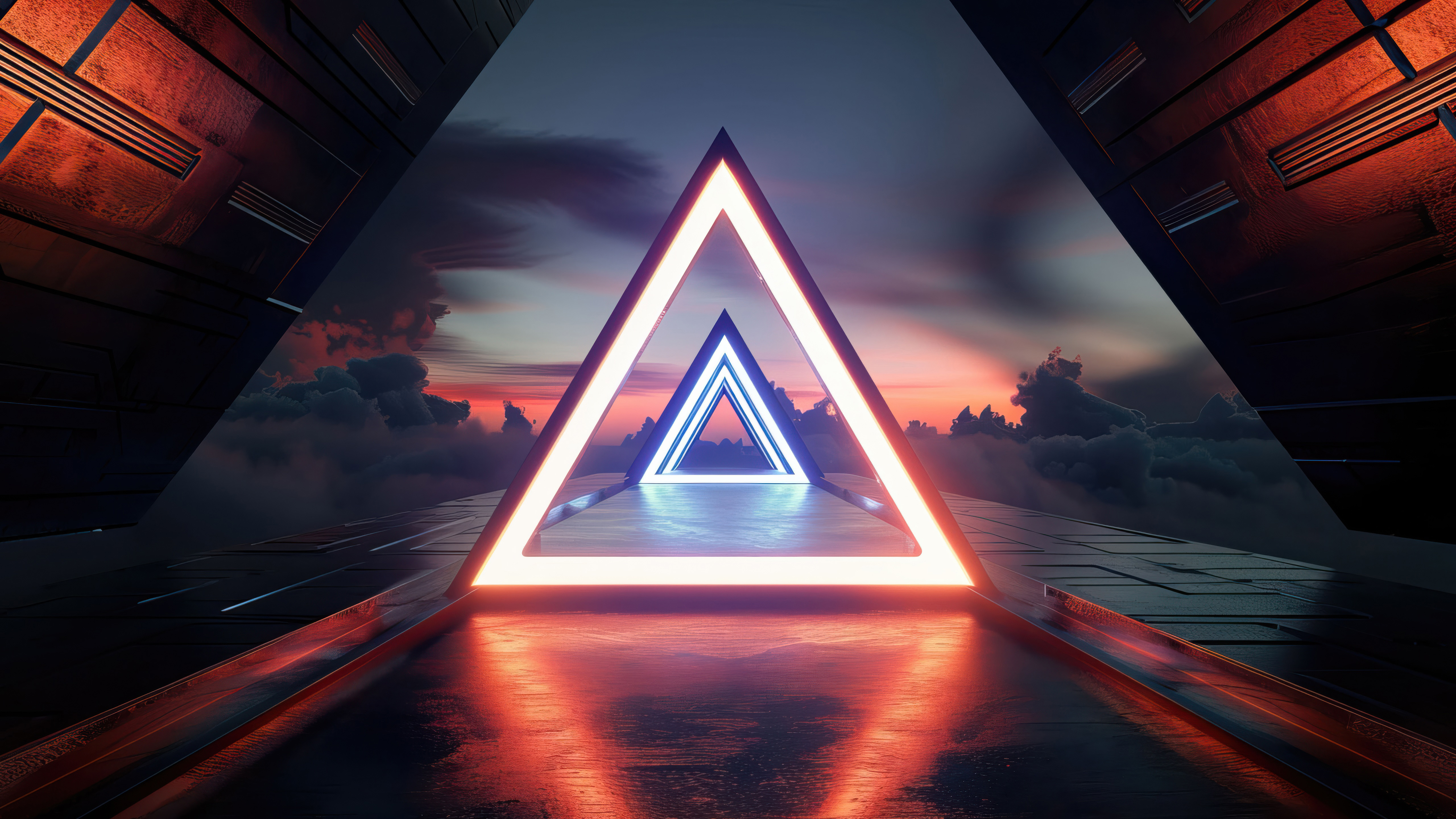 General 5120x2880 triangle portal artwork digital art