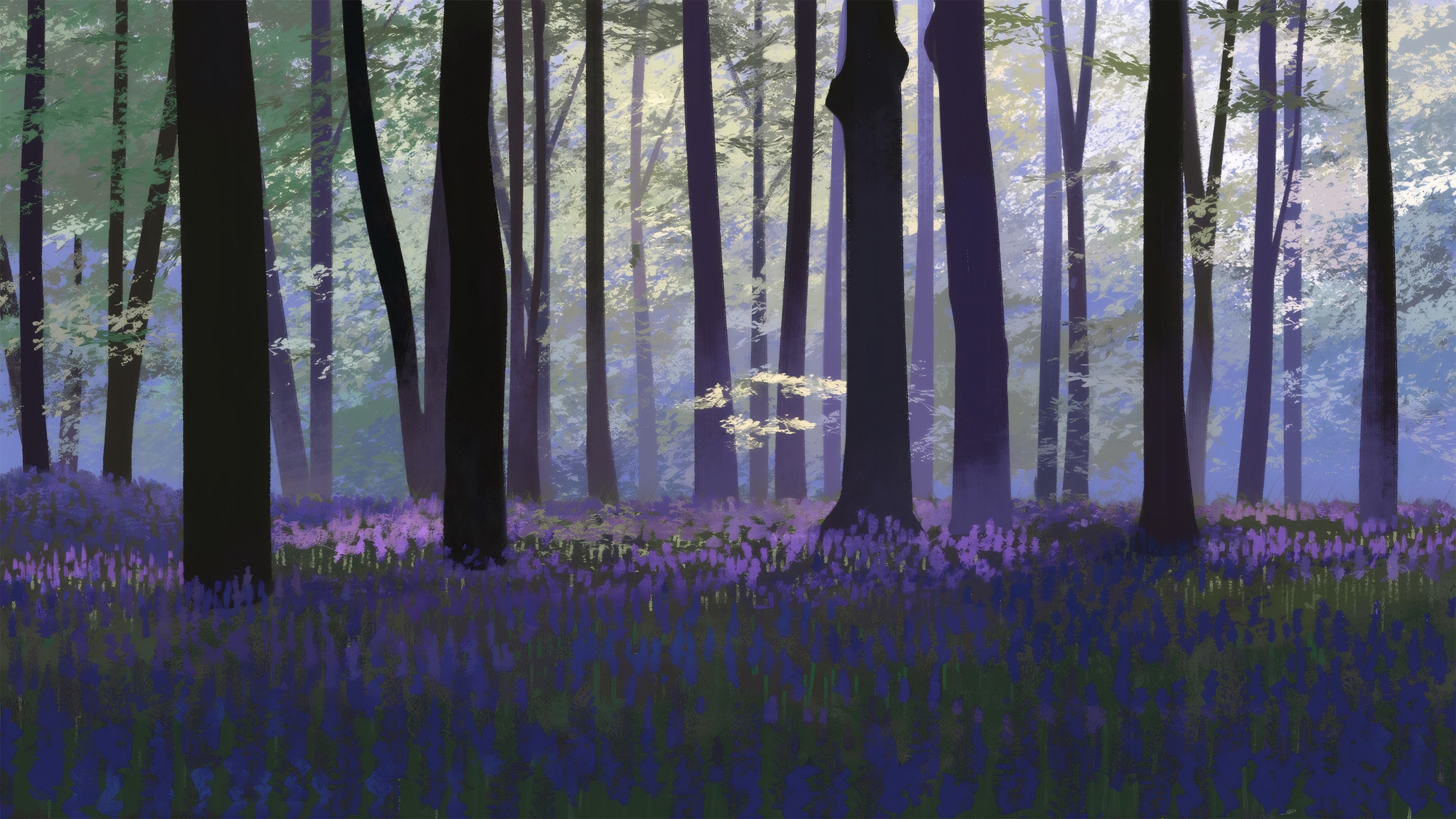 General 3840x2160 Pontea digital art artwork forest lavender