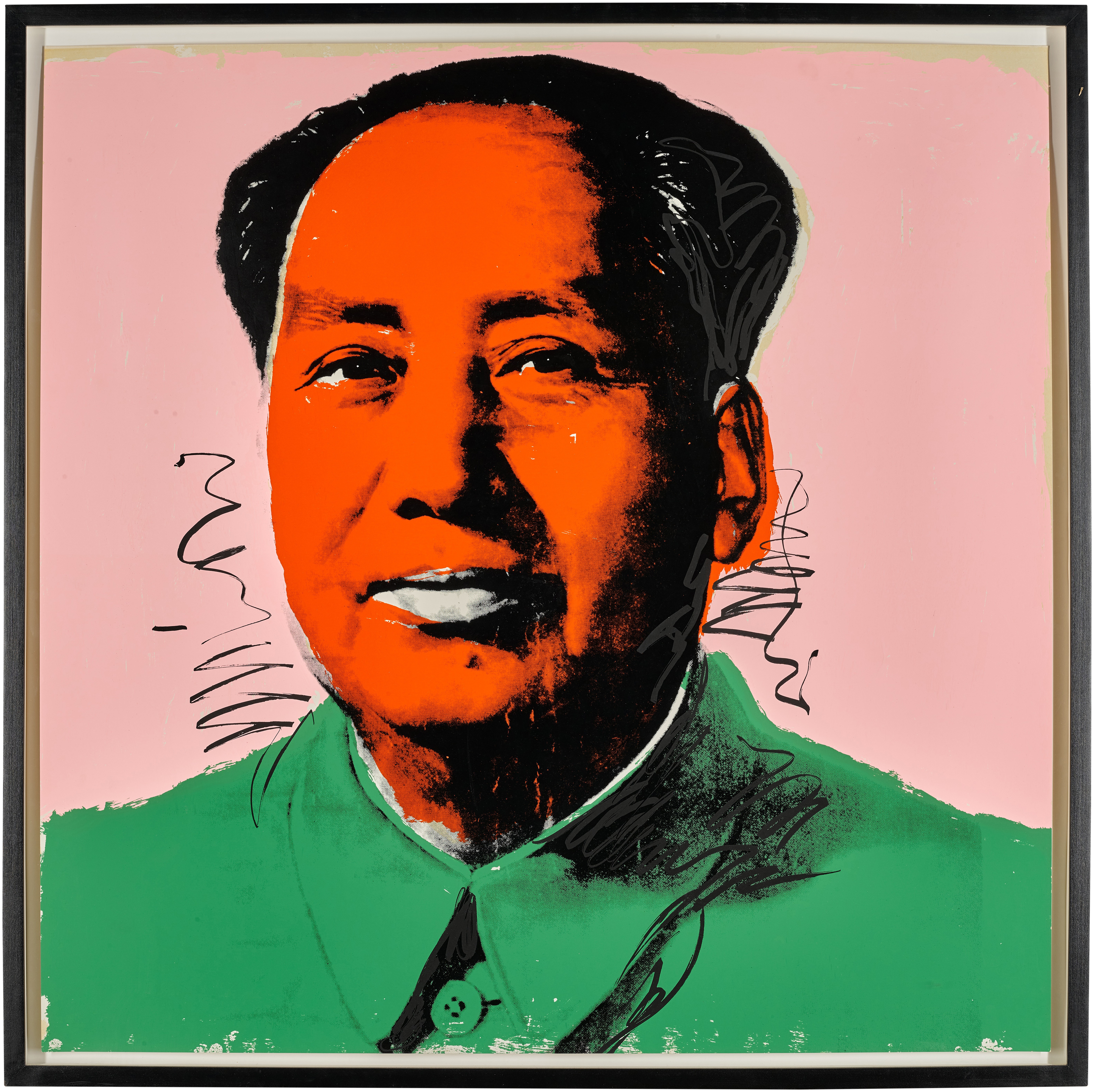 General 6326x6315 artwork pop art Andy Warhol face Mao Zedong frame pink background selective coloring men political figure