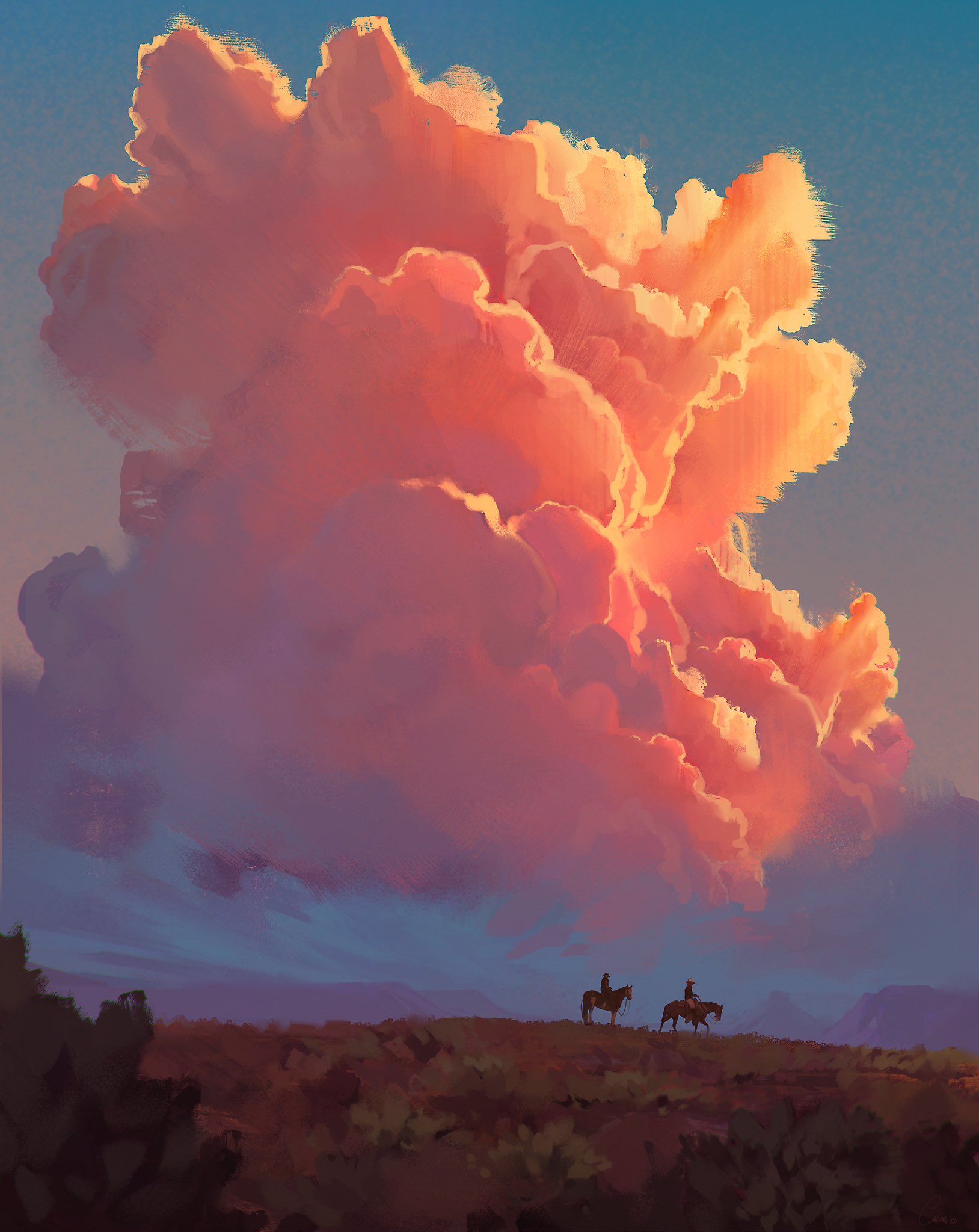 General 1628x2048 clouds twilight fictional Jocelin Carmes digital painting illustration digital art portrait display sky horse