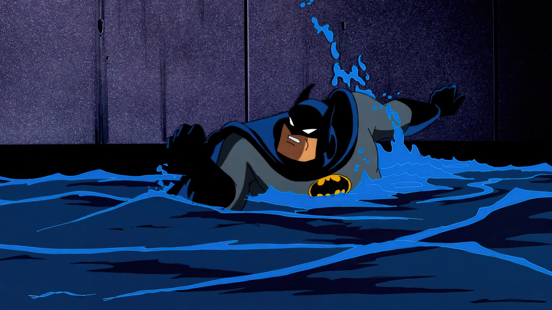 General 1920x1080 Batman: The Animated Series animation cartoon Warner Brothers production cel Batman water Bruce Timm screen shot animated series