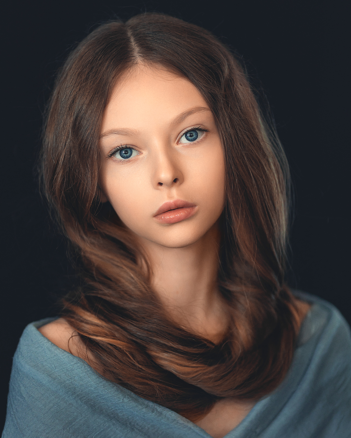 People 1200x1500 Elena Mikhailova women brunette blue eyes looking at viewer portrait face