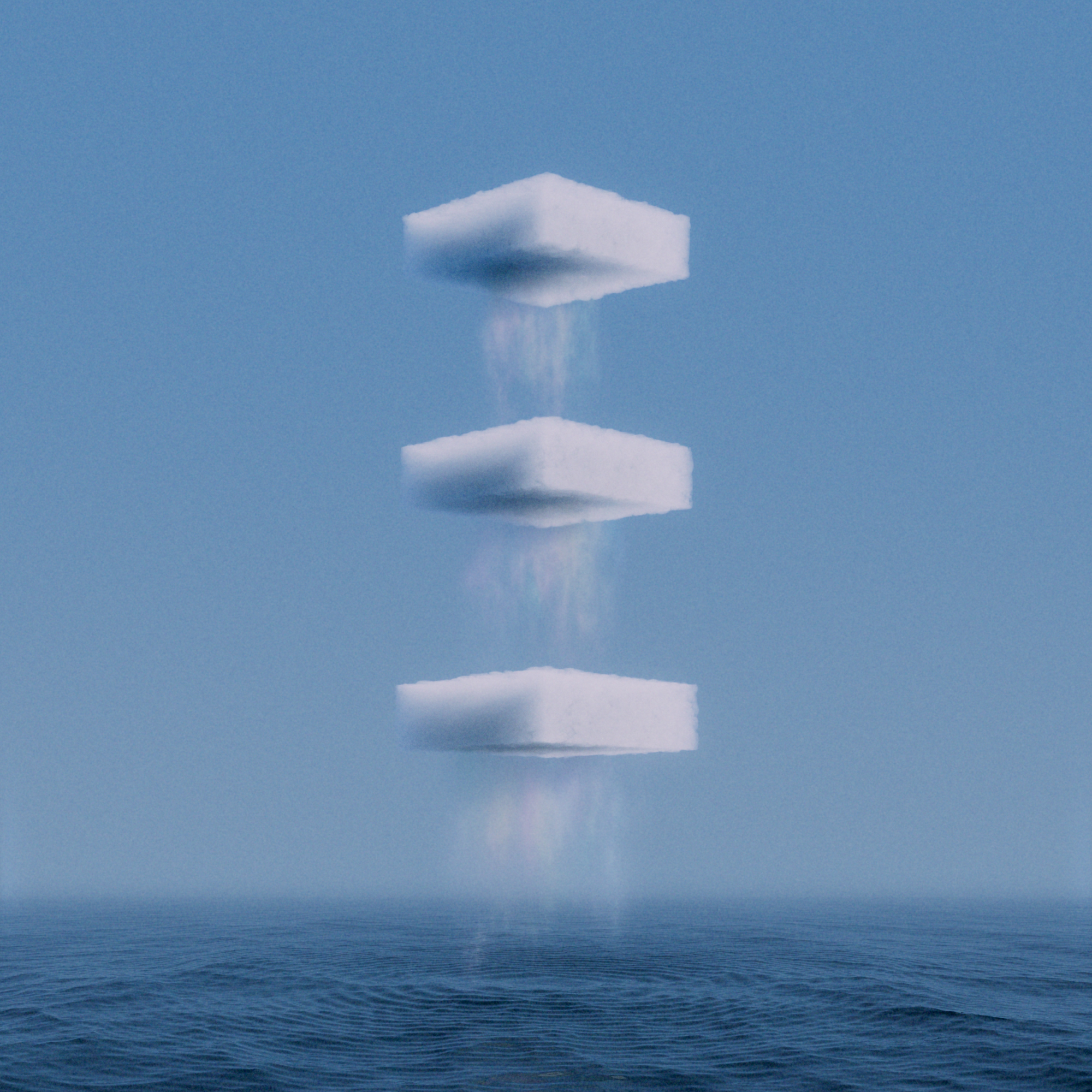 General 2000x2000 3D sculpture Hayden Clay Williams clouds artwork soft gradient  film grain simple background water minimalism