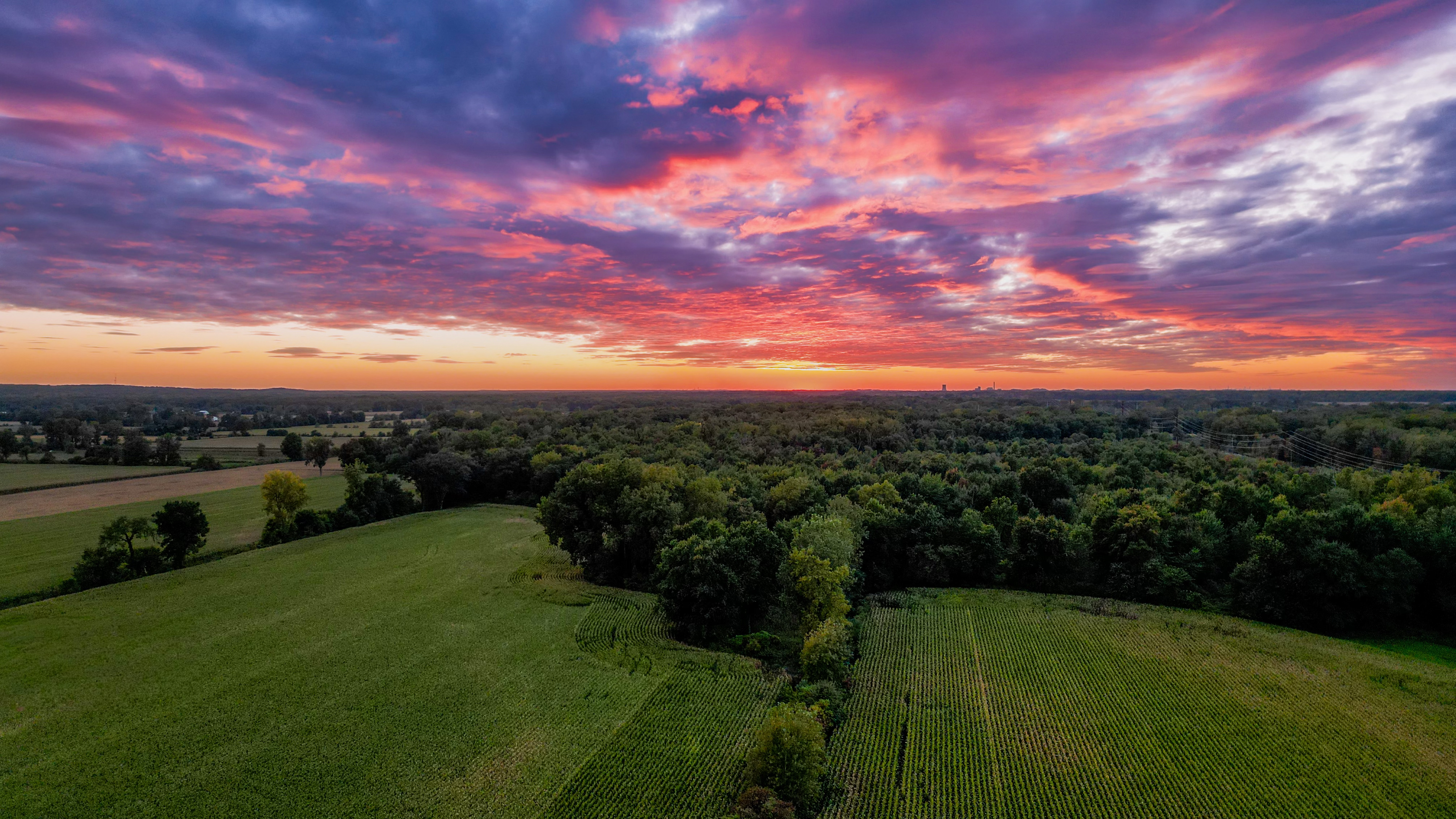 General 4025x2264 corn landscape drone trees clouds farm sunset sky drone photo sunlight sunset glow grass green