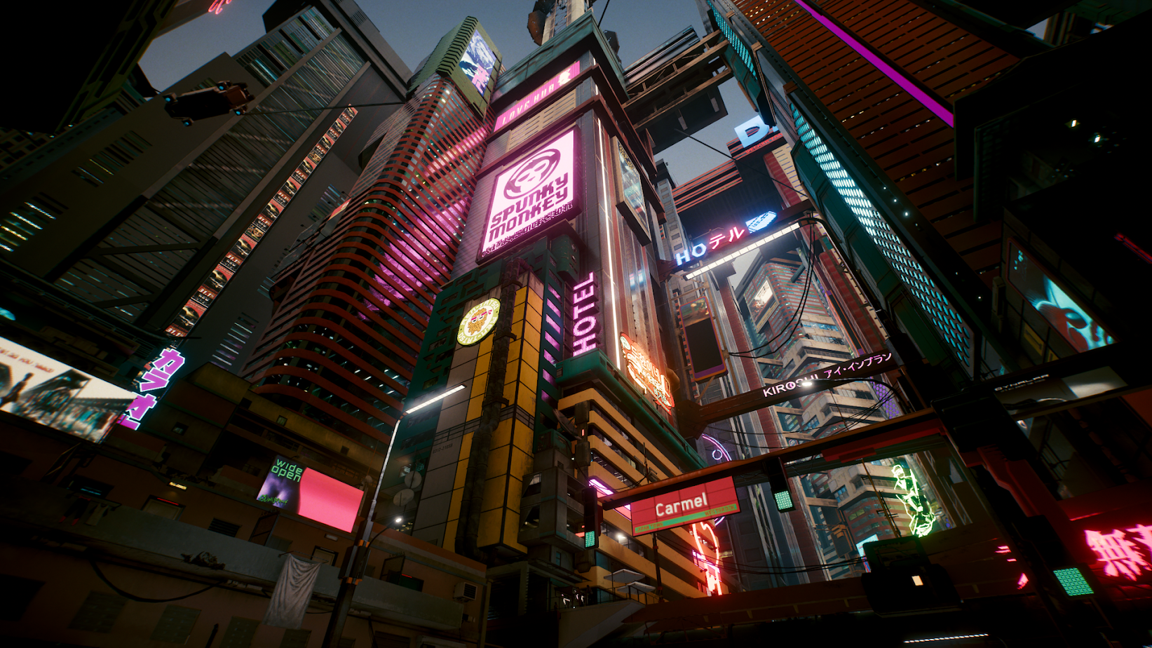 General 1643x924 cyberpunk Constructicons city neon building sign street light sky Cyberpunk 2077 city lights video game art screen shot video games CGI