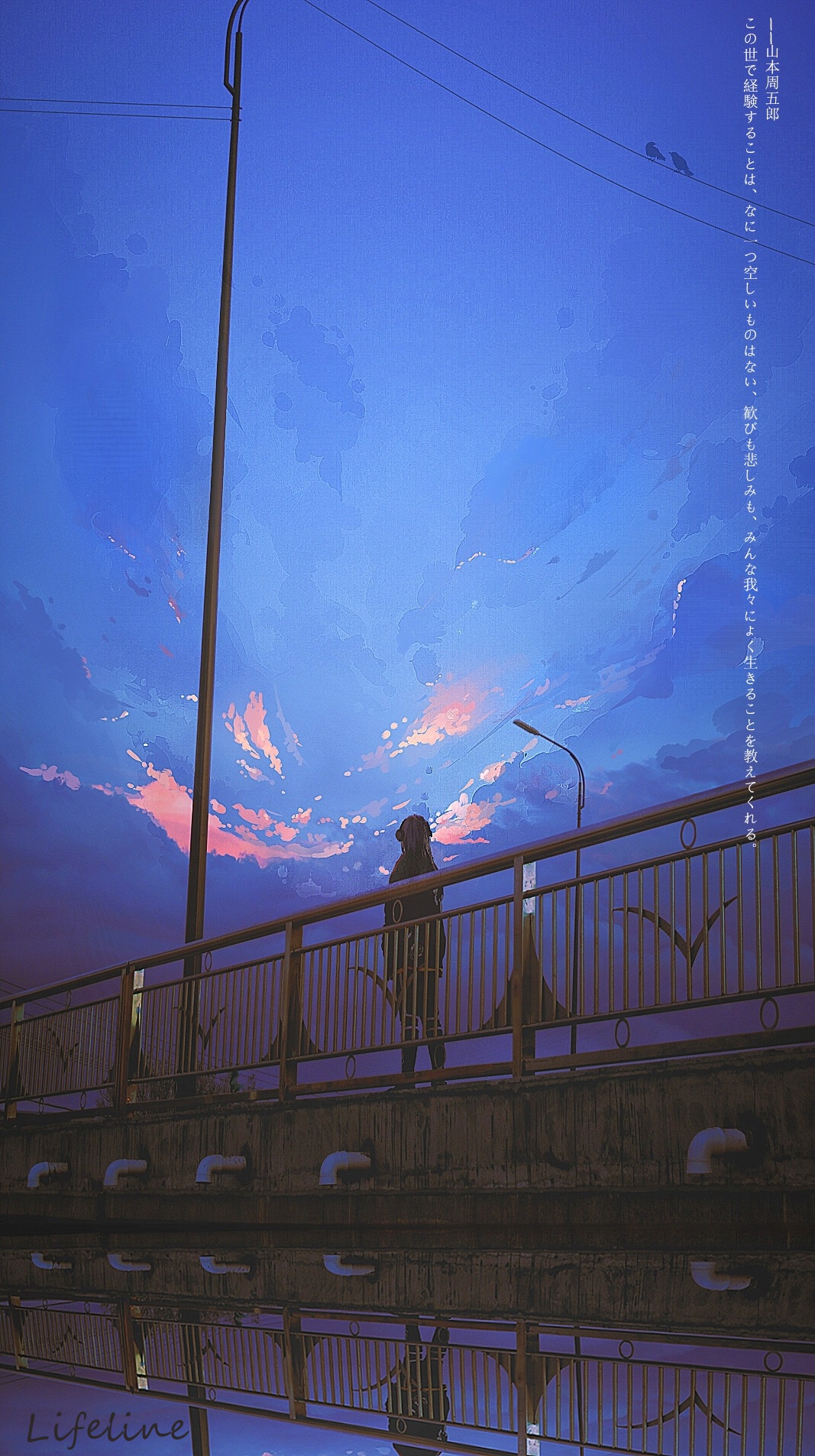 Anime 1067x1905 anime Lifeline sky bridge outdoors