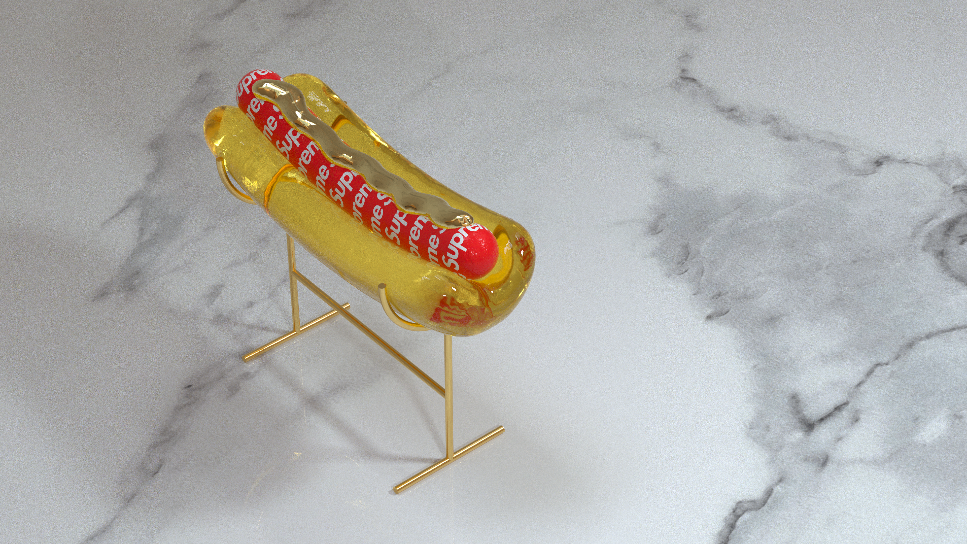 General 3840x2160 Octane hot dogs supreme marble glass shiny Cinema 4D