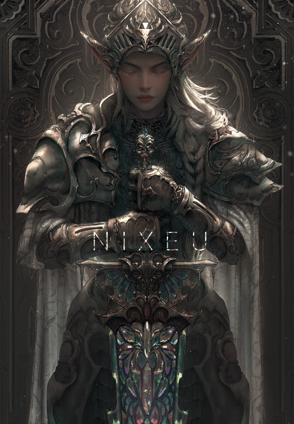 General 969x1398 digital art artwork portrait display Nixeu pointy ears armor sword
