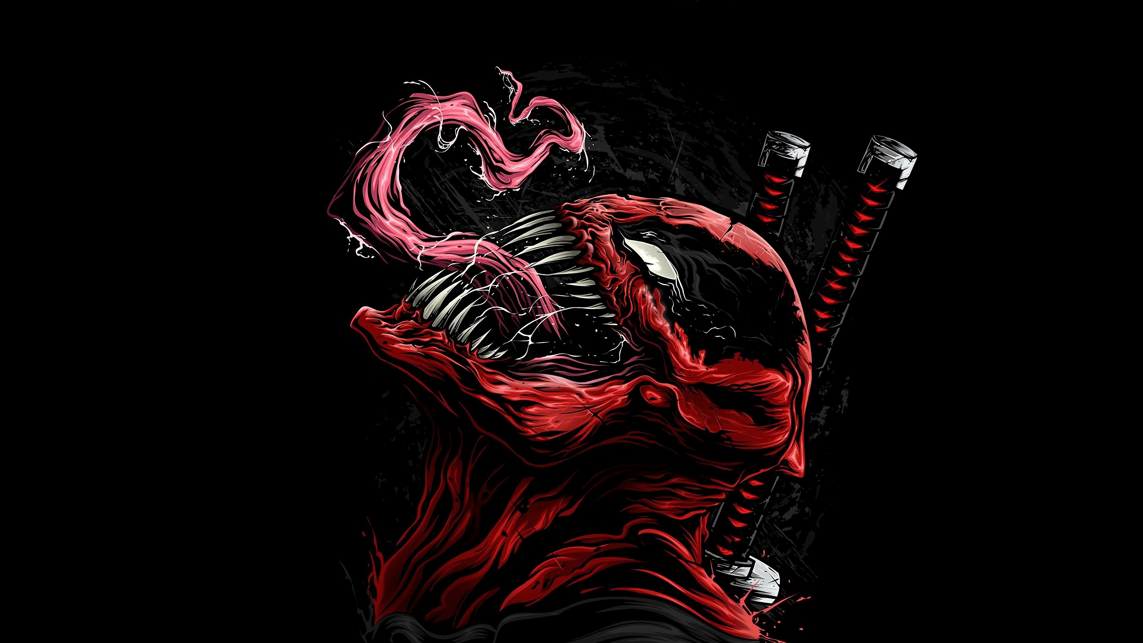 General 3840x2160 Venom artwork Venompool black background fangs tongues tongue out comic art antiheroes creature