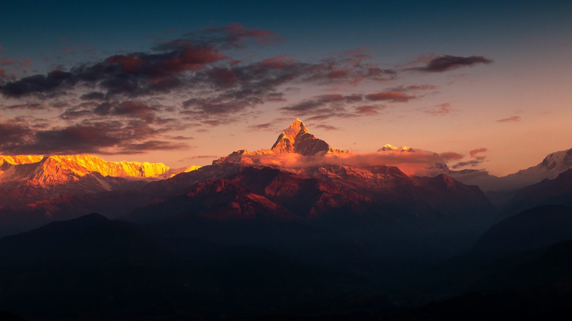 General 1920x1080 mountains clouds sky Himalayas Nepal sunrise landscape nature sunlight