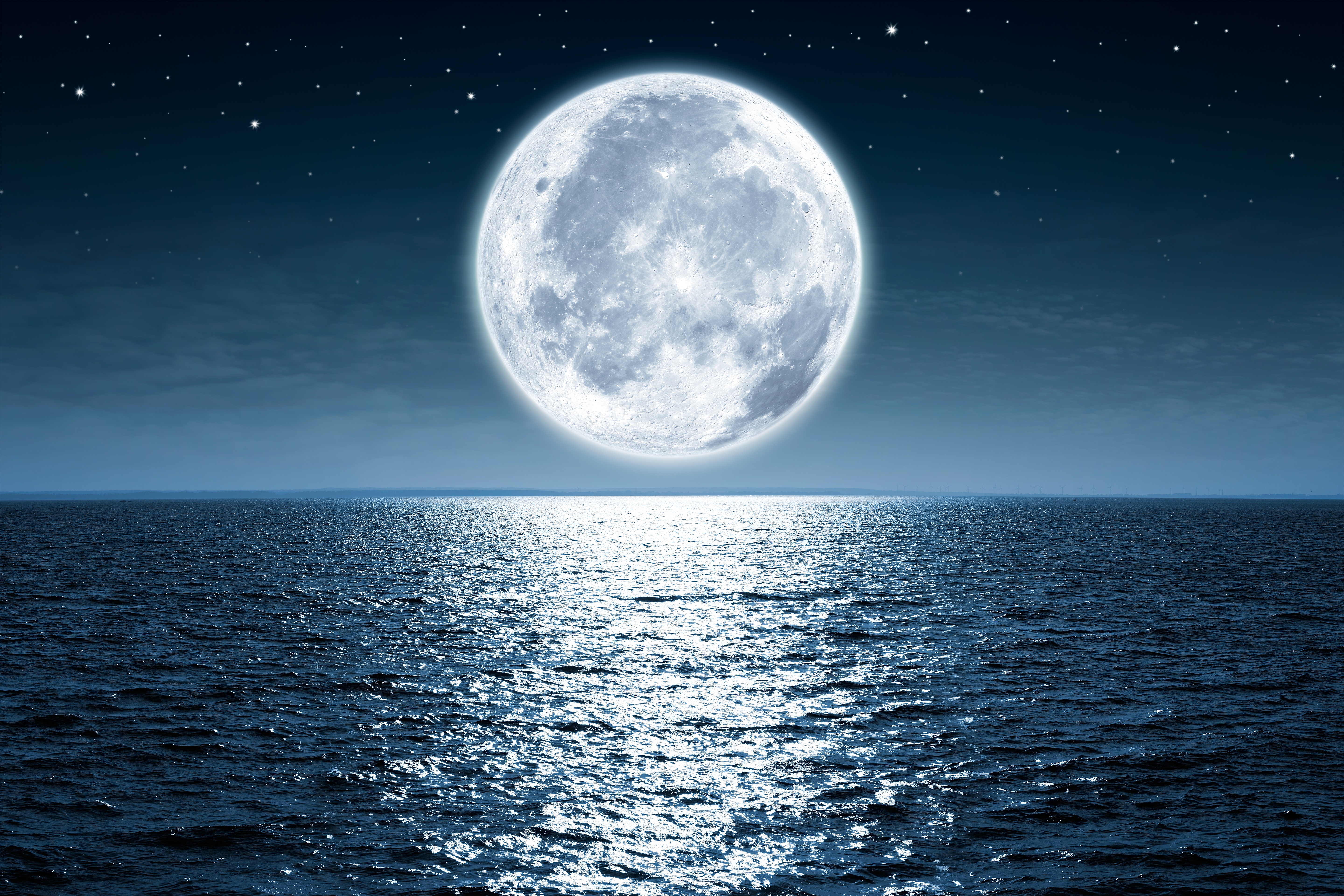 General 5760x3840 Moon sea night digital art