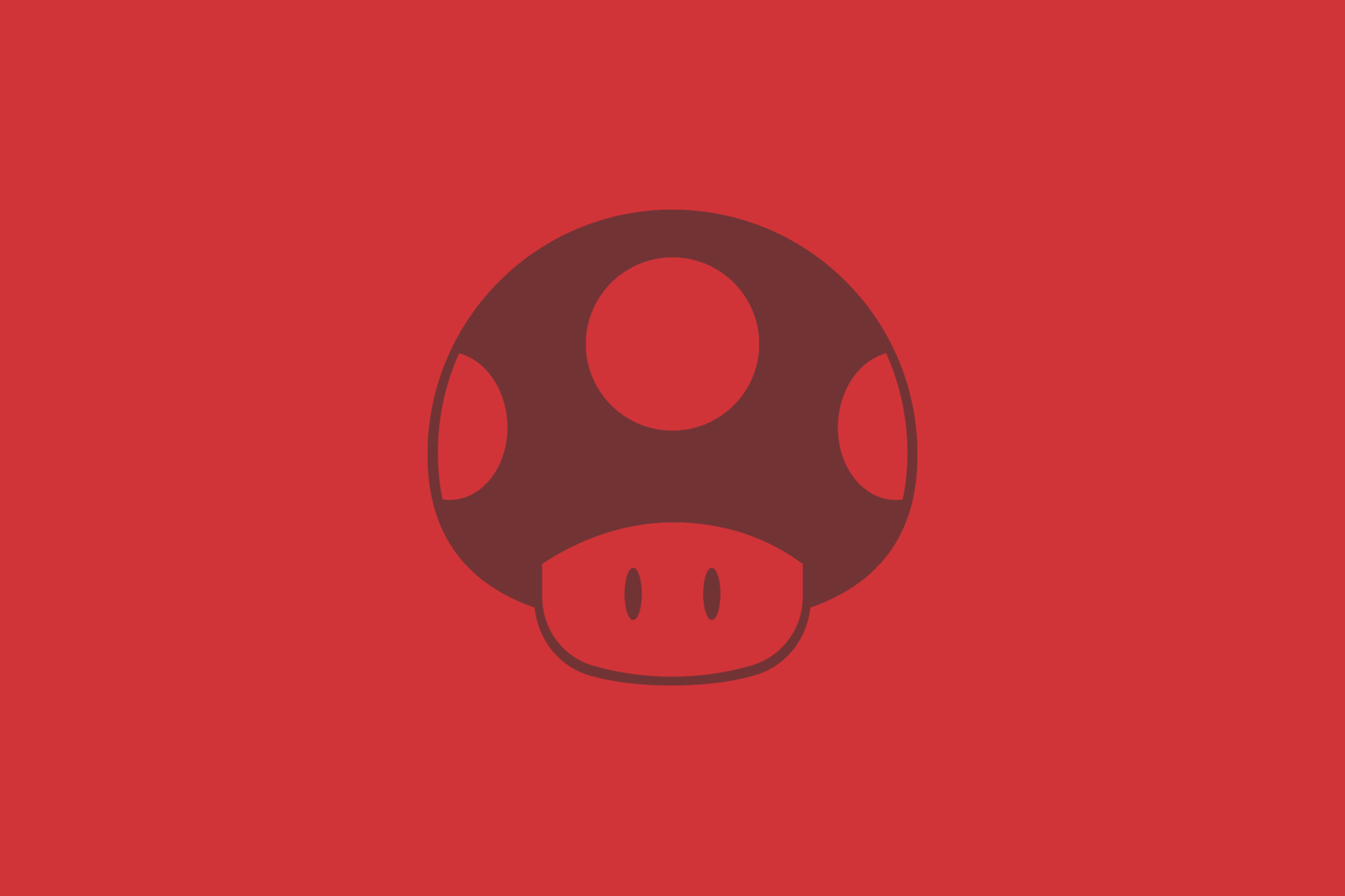 General 3000x2000 Super Mario Toad (character) mushroom minimalism digital art red red background
