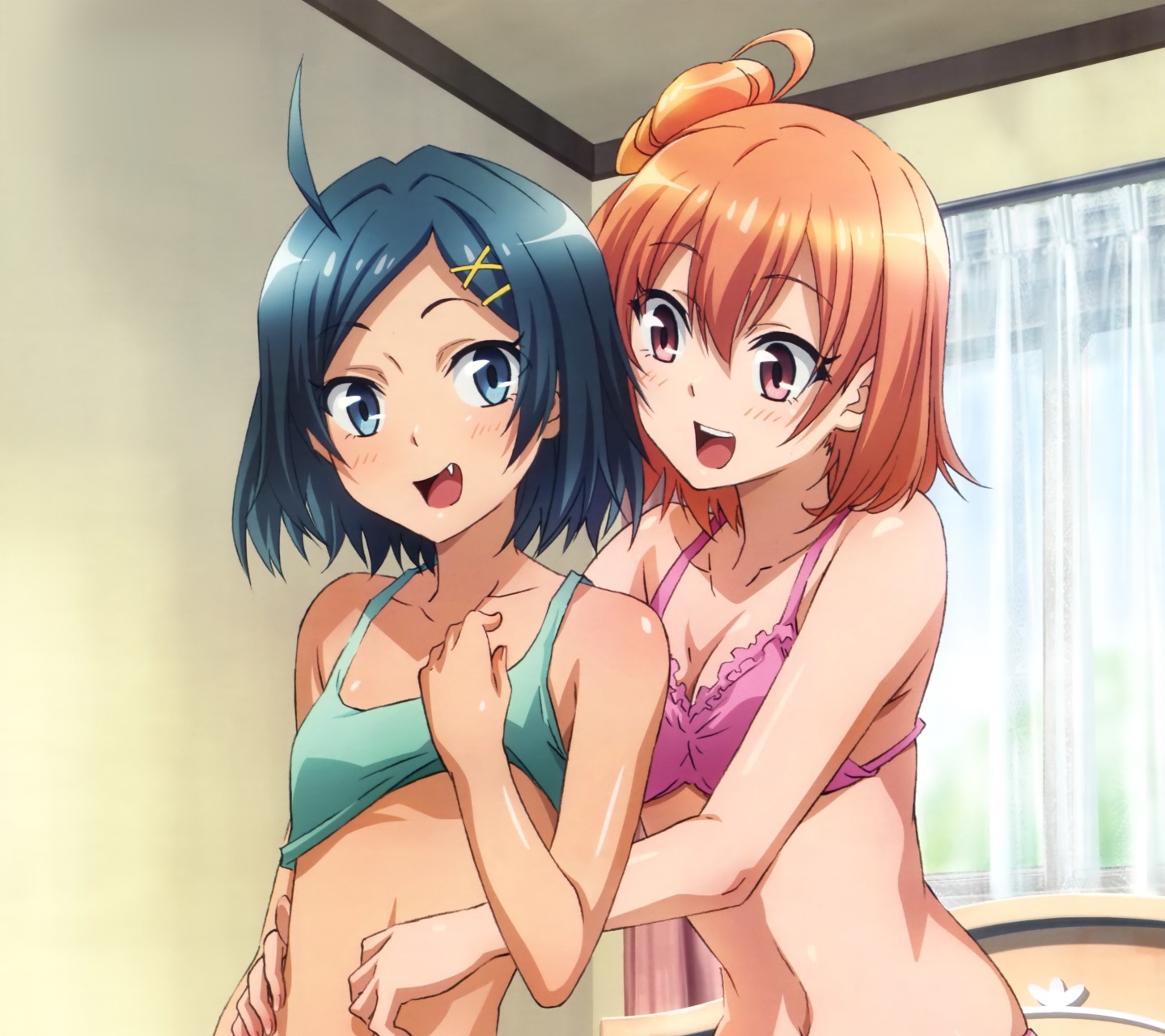 Anime 1440x1280 underwear smiling anime girls room anime Yahari Ore no Seishun Love Comedy wa Machigatteiru Hikigaya Komachi