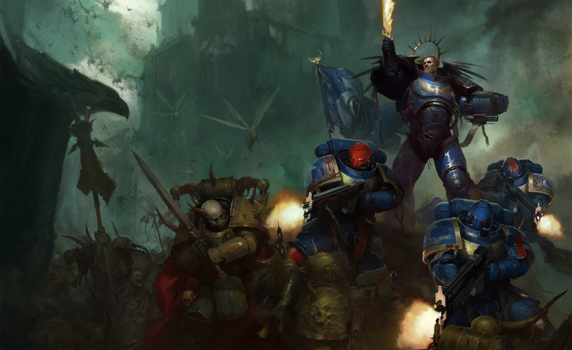 General 1920x1175 Warhammer 40,000 Ultramarines Warhammer Death Guard video games video game characters