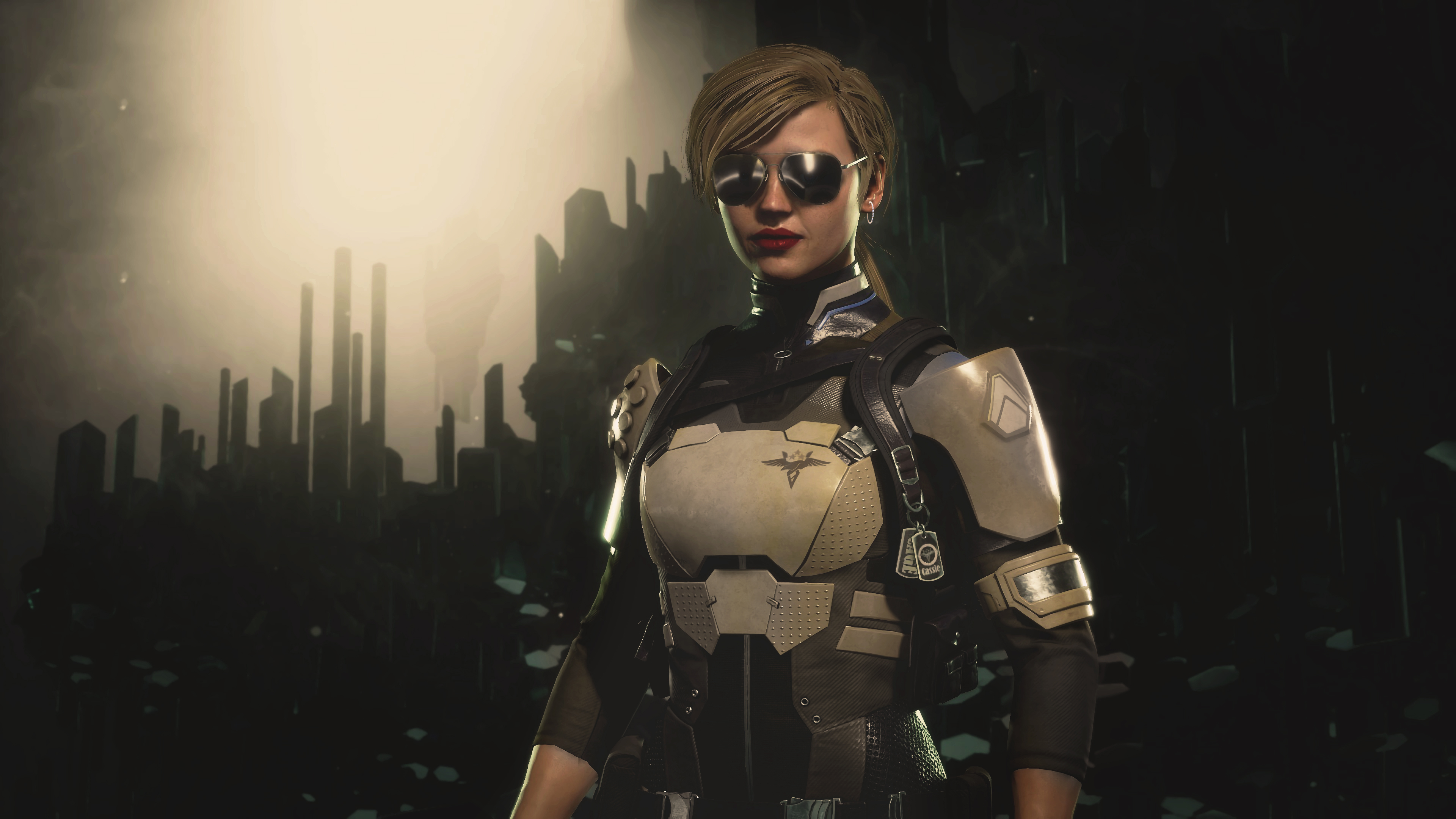 General 3840x2160 Cassie Cage (Mortal Kombat) Mortal Kombat Commander red lipstick face video game characters women with shades digital art low light