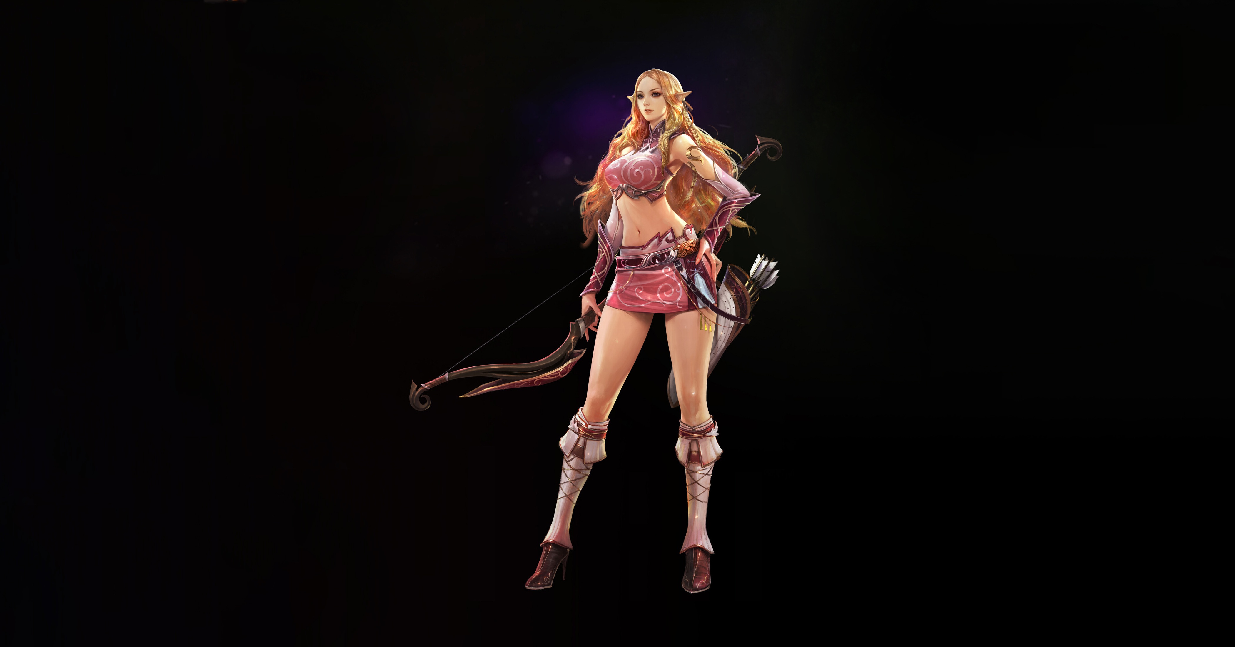 General 4200x2200 fantasy art fantasy girl blonde archer bow Kim Sung Hwan