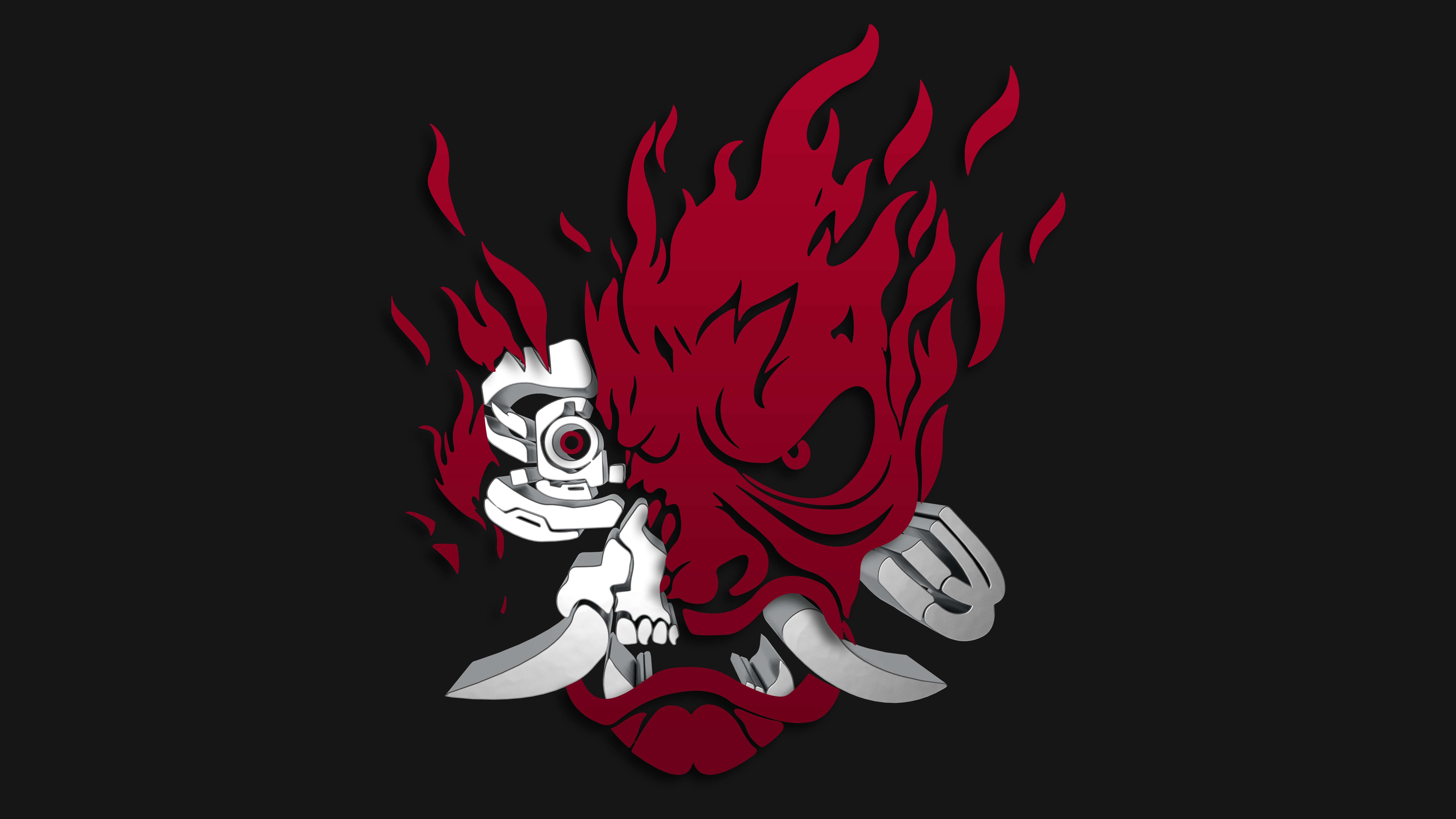 General 7680x4320 cyberpunk samurai logo video game art demon cyborg Mascot Logo red