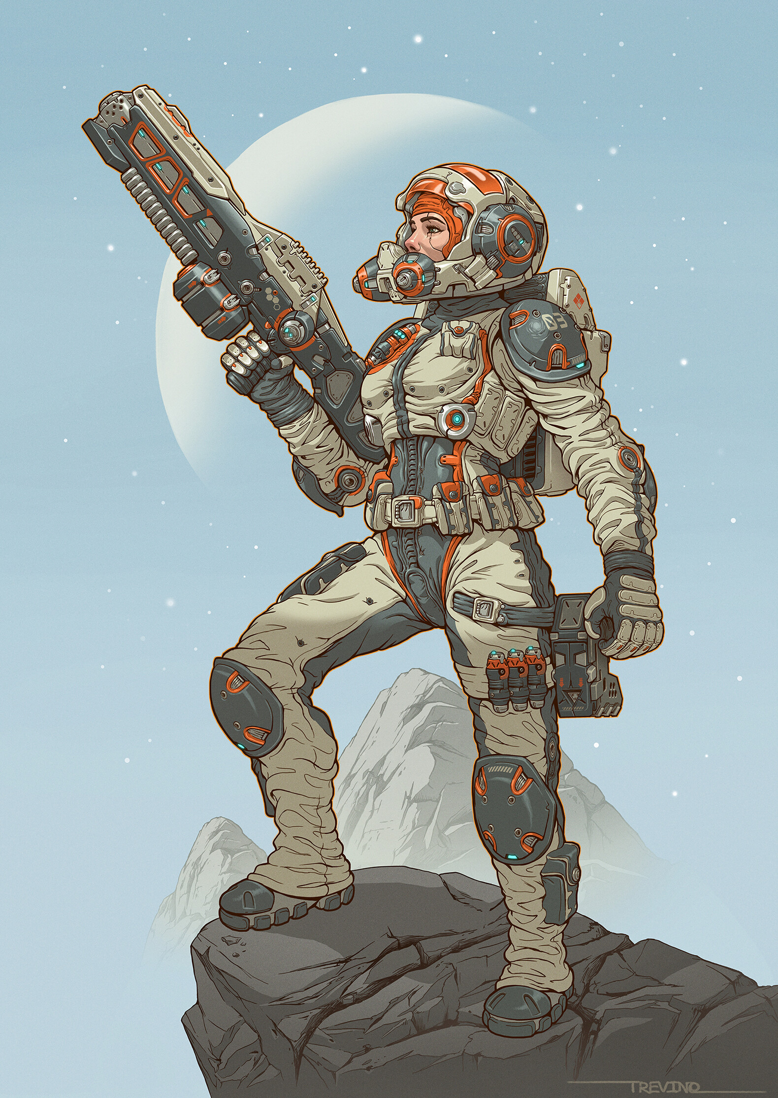 General 1580x2228 science fiction fictional astronaut science fiction women girls with guns standing weapon futuristic