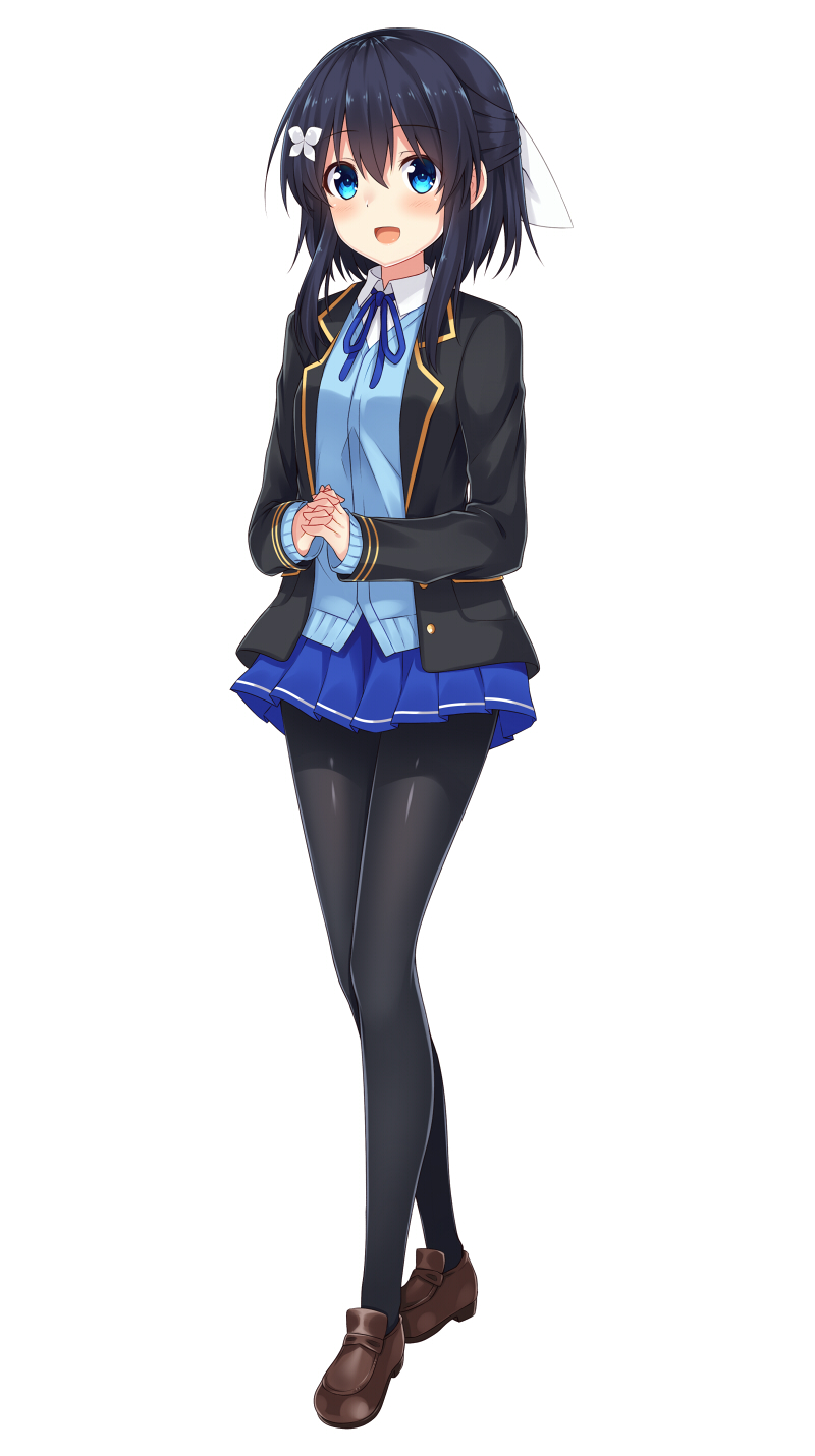 Anime 800x1430 anime anime girls simple background portrait display short hair black hair school uniform blue eyes