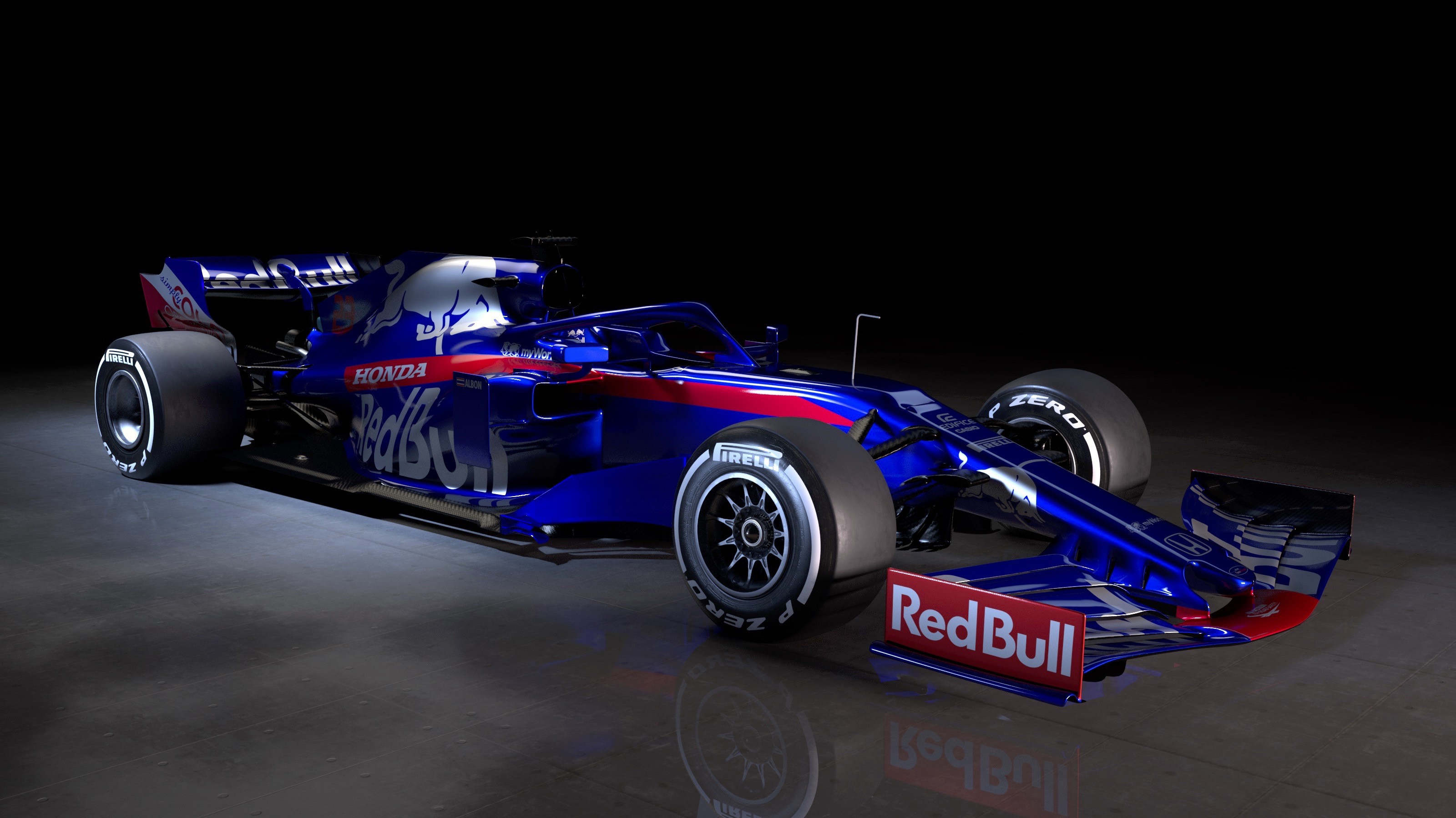 General 3200x1799 Formula 1 car race cars vehicle racing blue cars 2019 (year) simple background reflection sport livery
