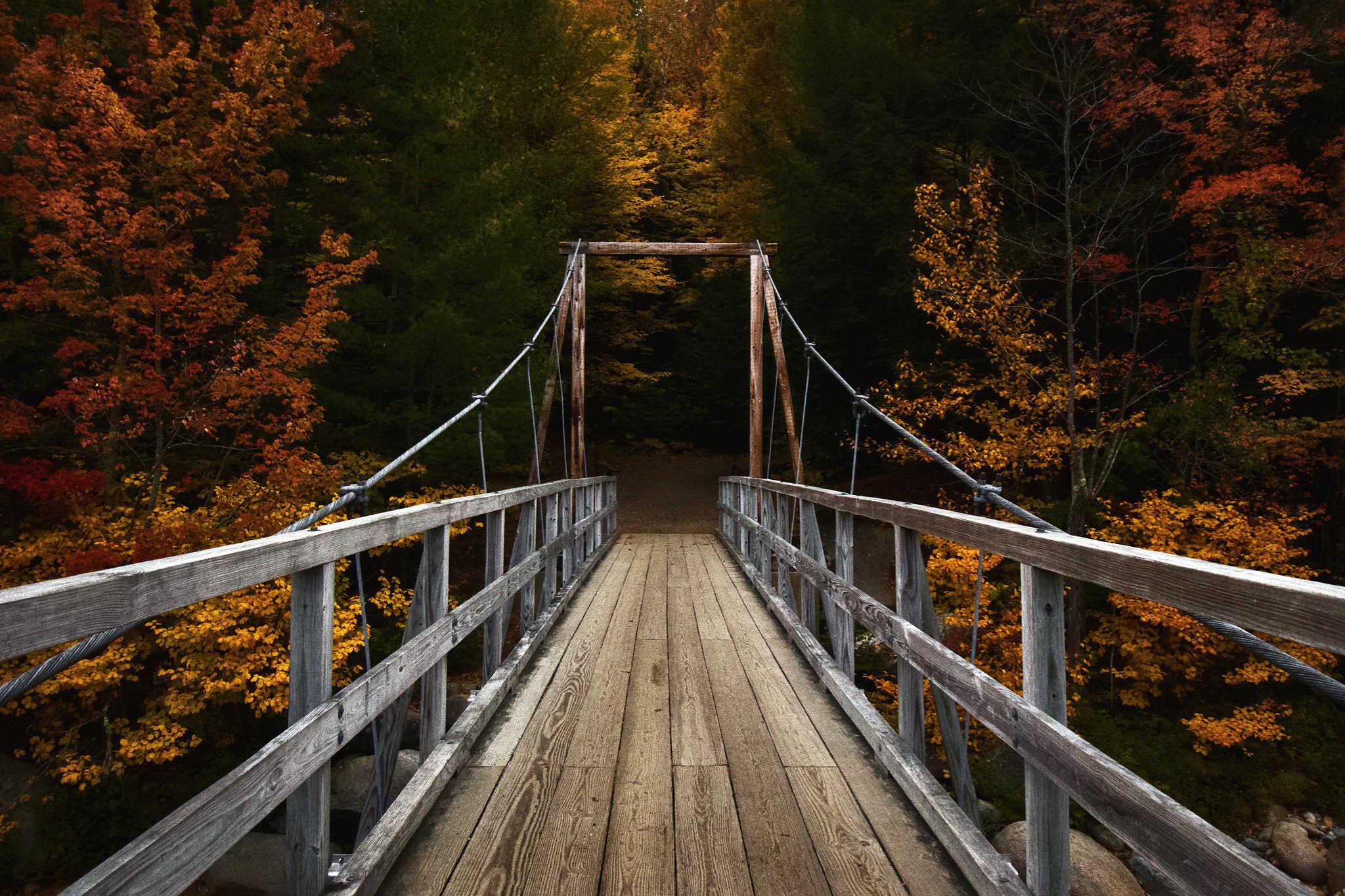 General 2048x1365 bridge wood outdoors wooden bridge forest red leaves nature