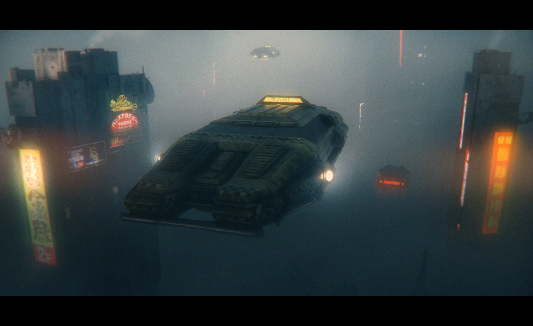 General 1800x1104 Quentin BOUILLOUD artwork digital art flying car futuristic futuristic city Blade Runner mist cyber