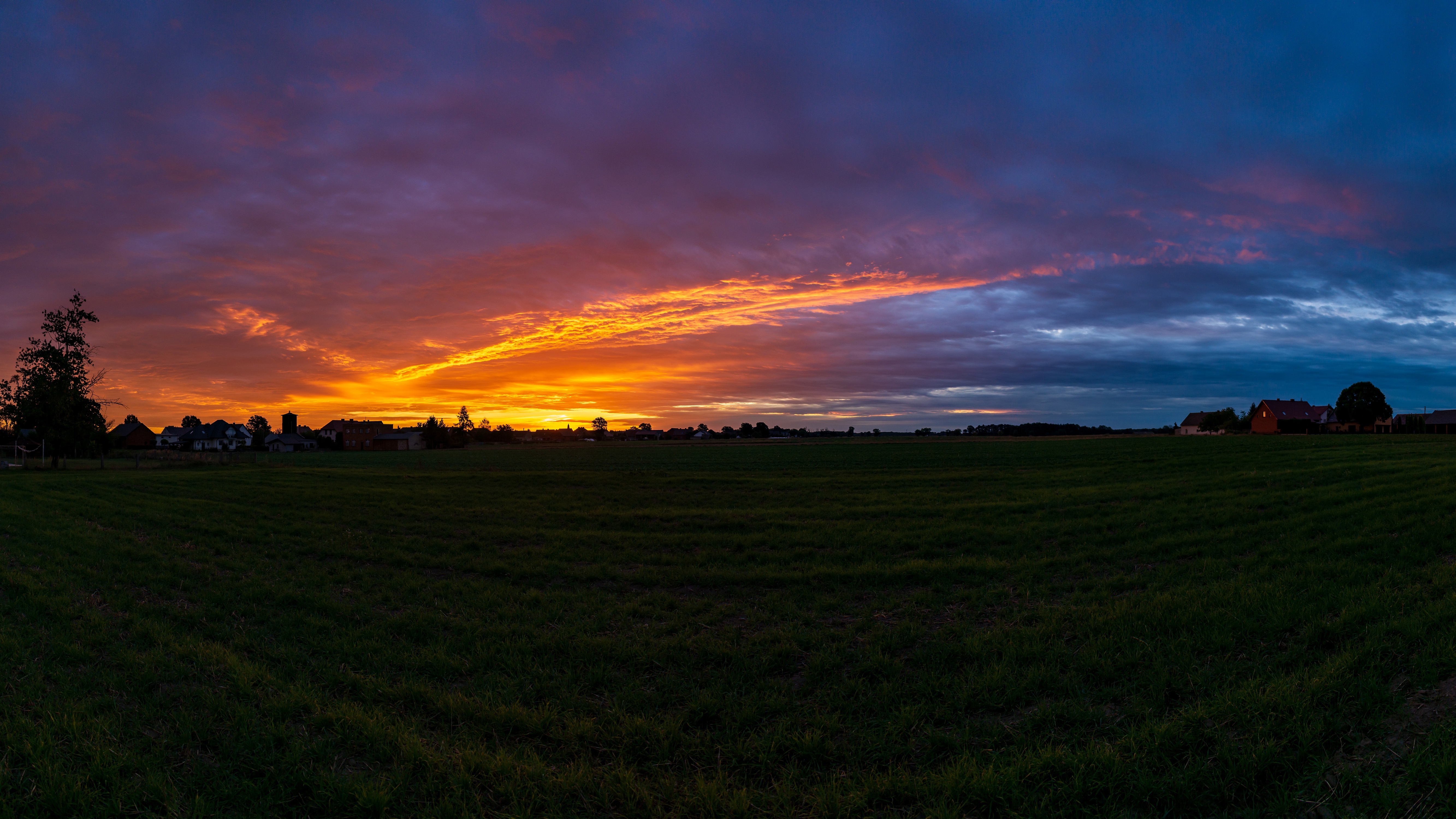 General 5333x3000 nature landscape orange sky Poland village panorama sunrise