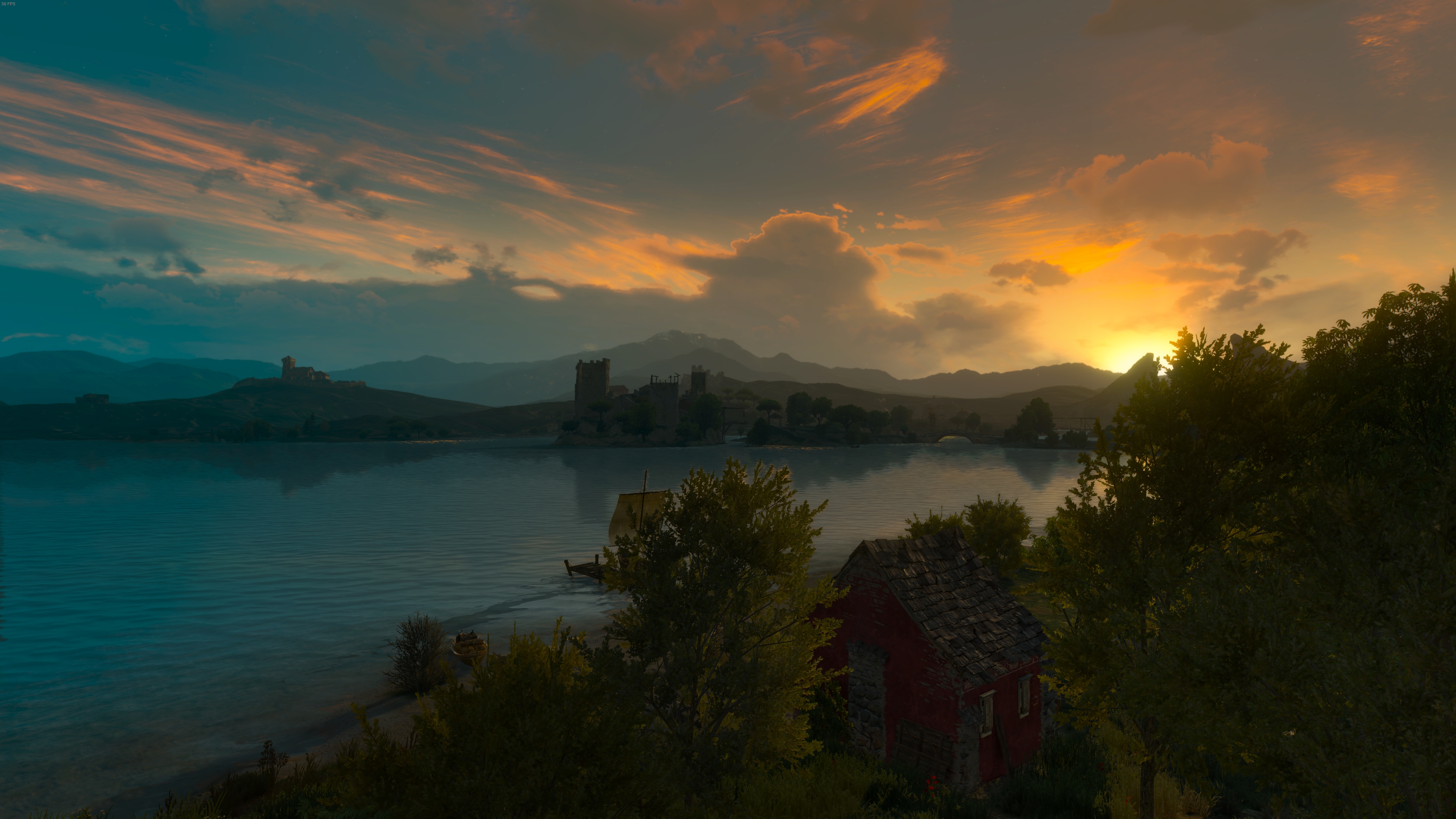 General 3840x2160 The Witcher 3: Wild Hunt The Witcher landscape video games sky clouds green sunset Sun