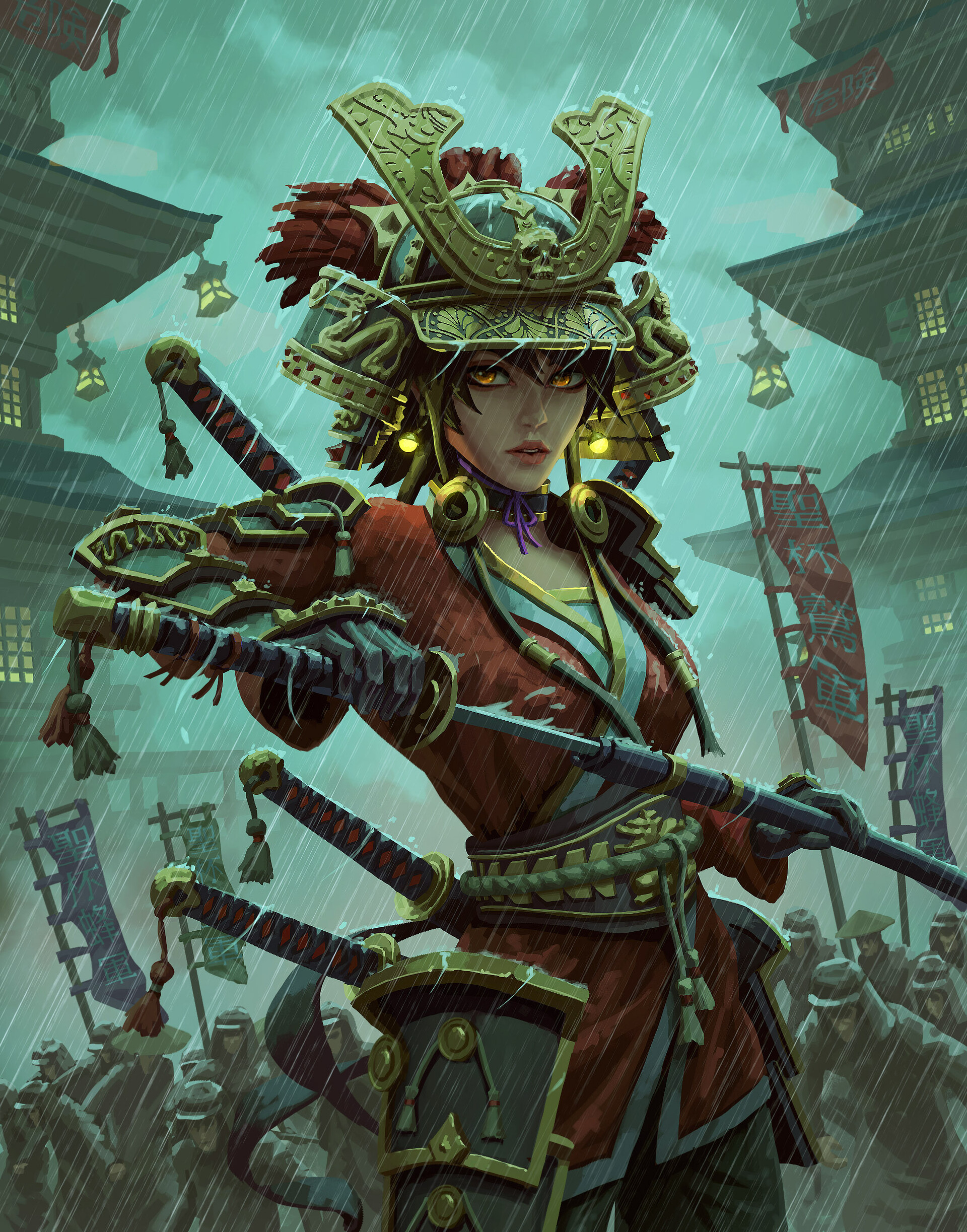 General 1920x2446 fantasy art fantasy girl Asia katana warrior artwork sword