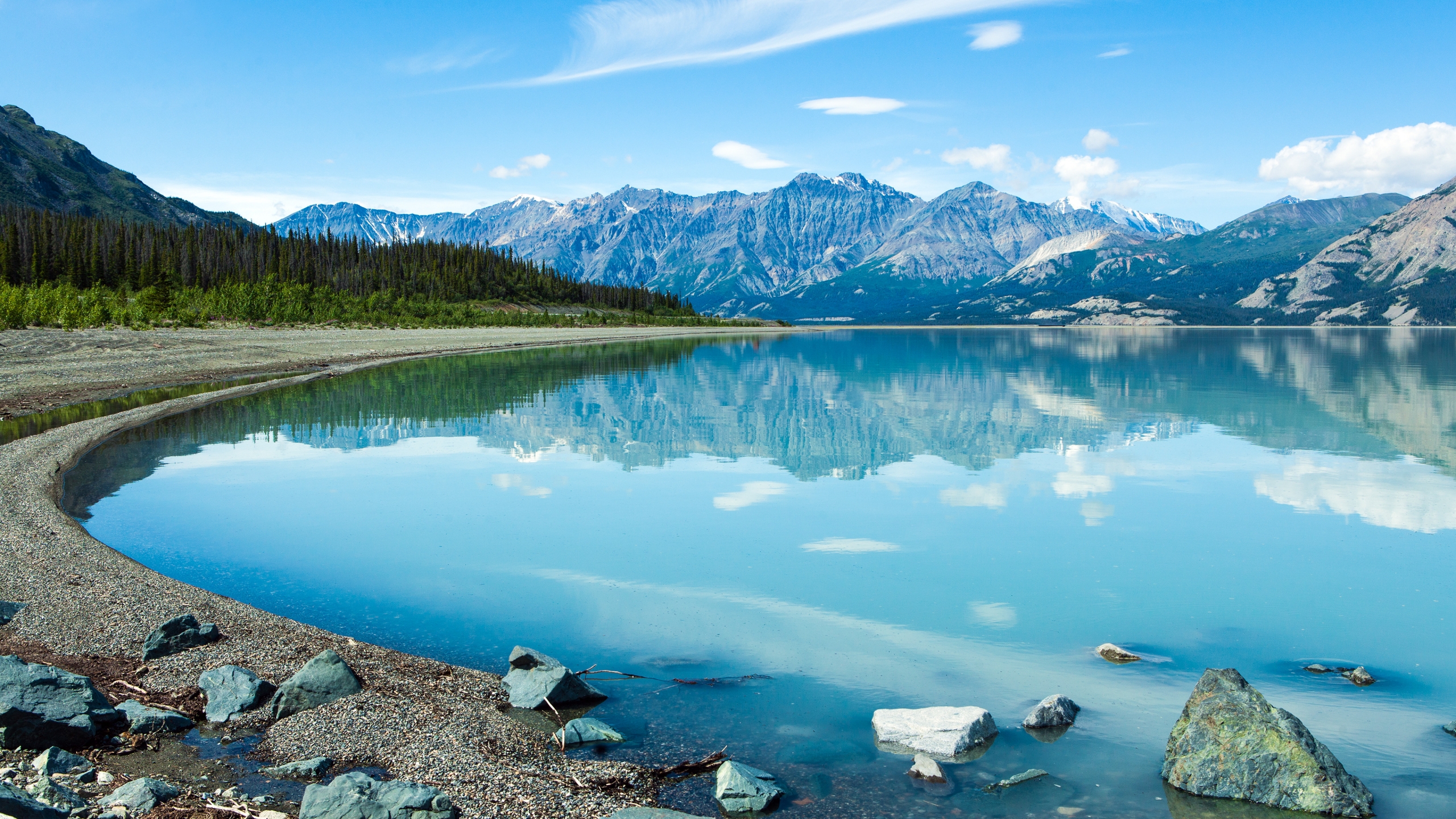 General 2560x1440 lake landscape nature Yukon Canada water mountains reflection