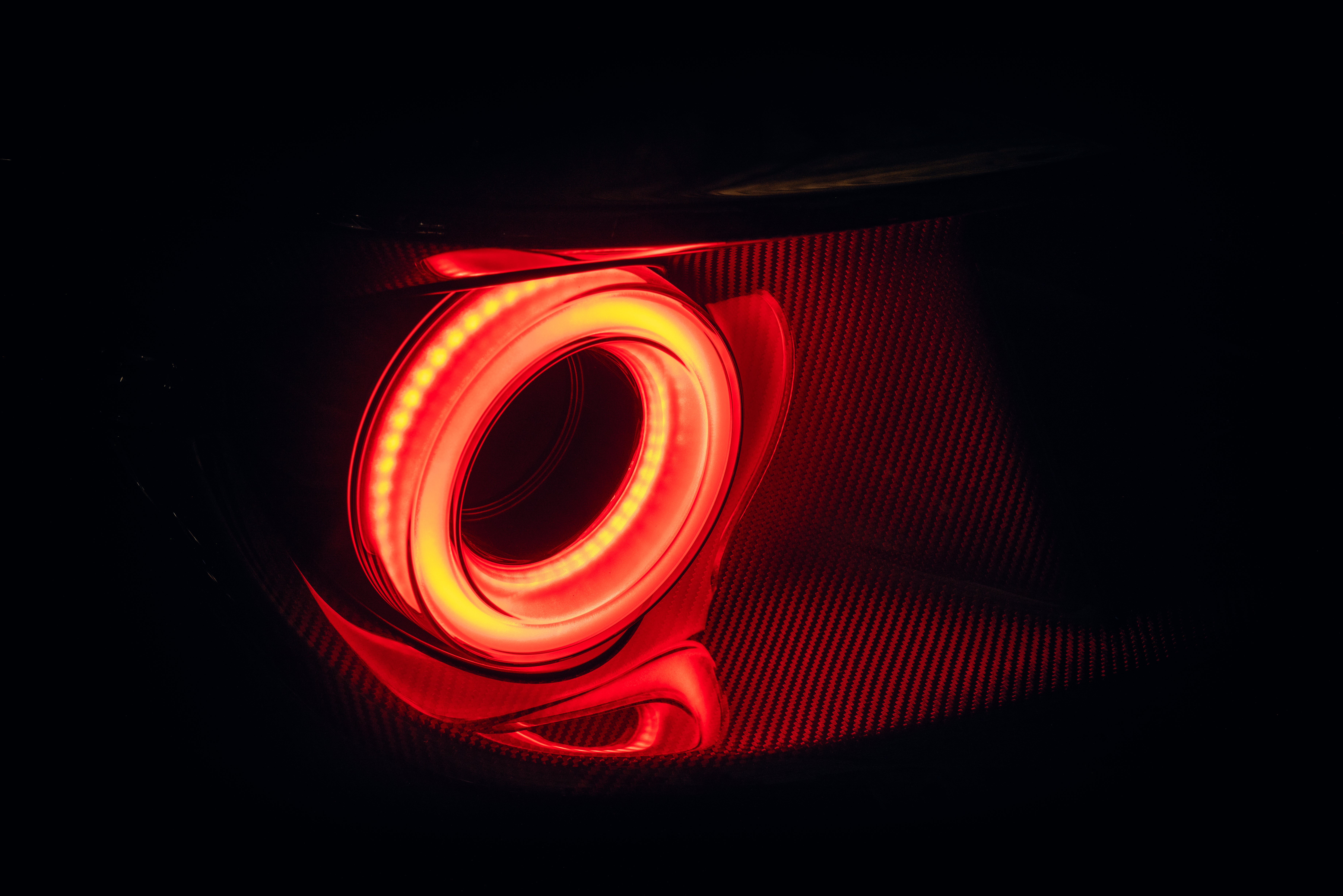 General 7360x4912 car Hypercar Ford GT taillights black background Ford GT Mk II supercars minimalism carbon fiber  red closeup vehicle dark
