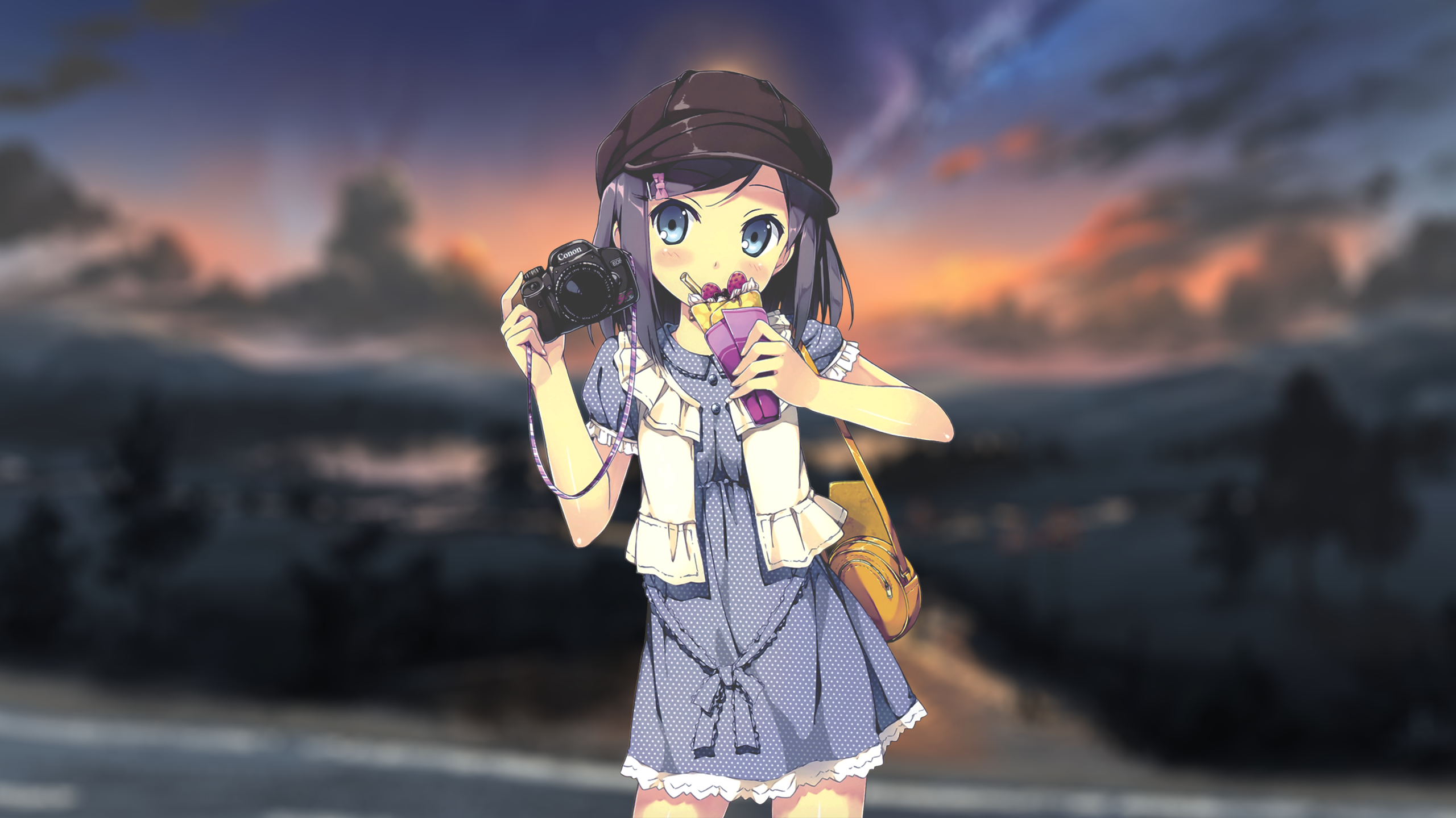 Anime 2560x1440 anime anime girls camera blue eyes dress Kantoku Hentai Ouji to Warawanai Neko