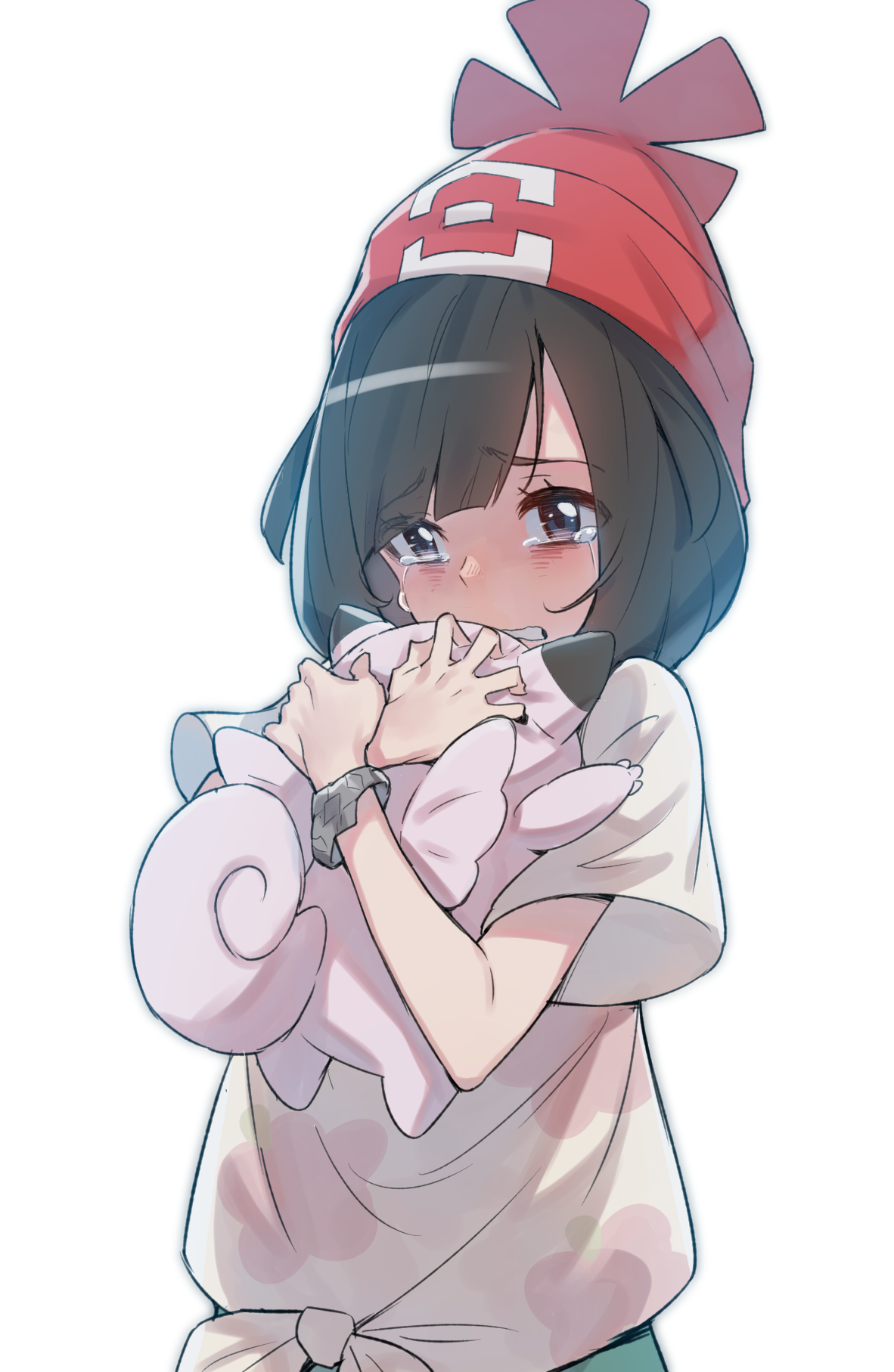 Anime 1182x1815 anime anime girls Pokémon hat simple background white background crying Supernew Selene (Pokémon) clefairy