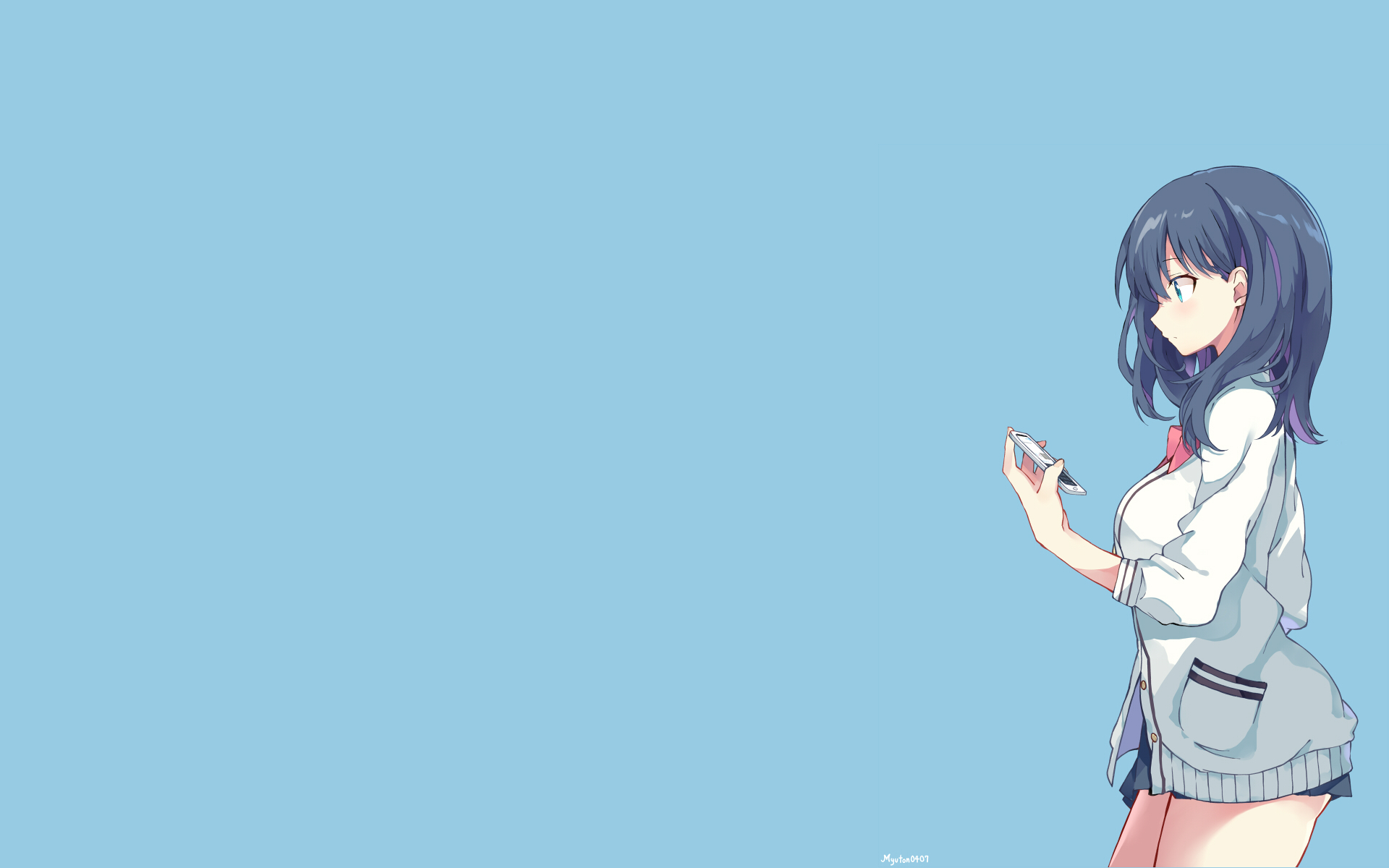 Anime 1920x1200 simple background anime anime girls SSSS.GRIDMAN Takarada Rikka blue background