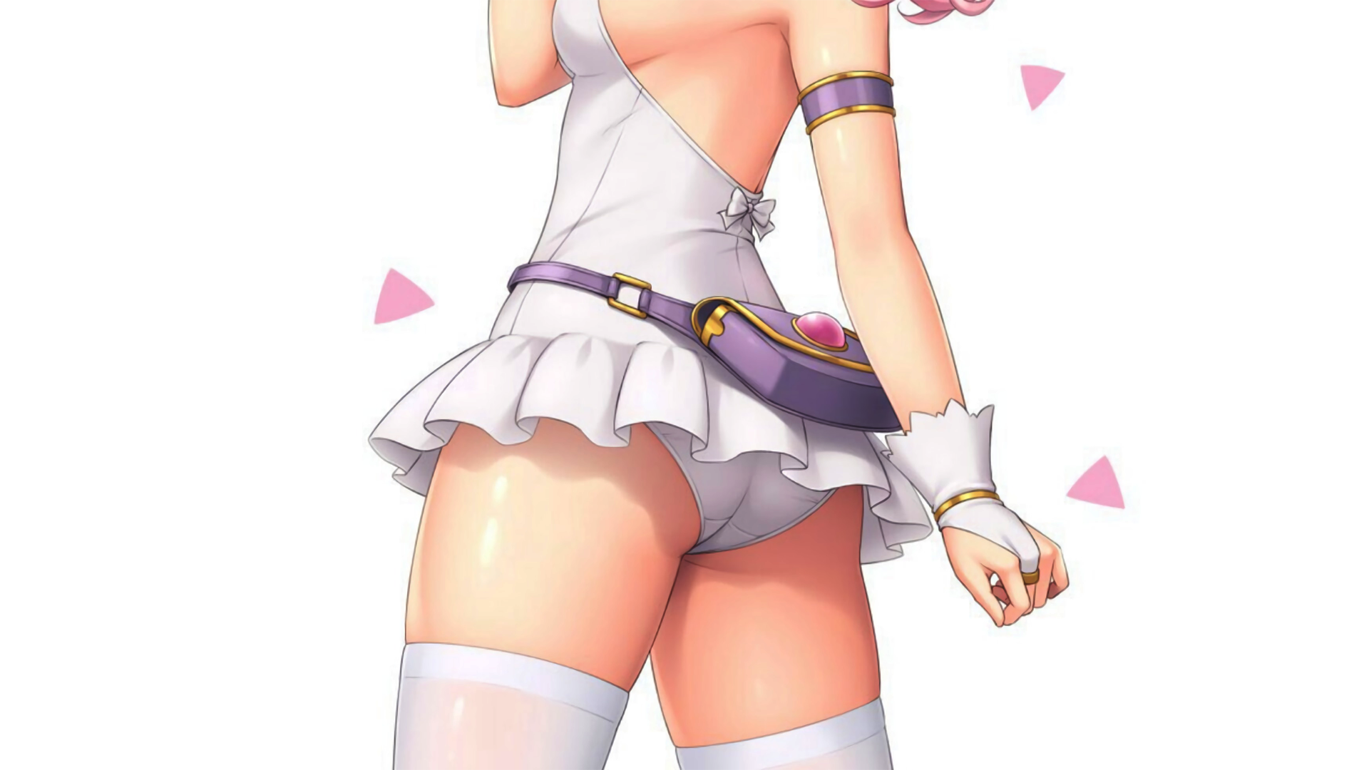 Anime 1920x1080 anime anime girls simple background stockings miniskirt white clothing ass zettai ryouiki eyes hidden