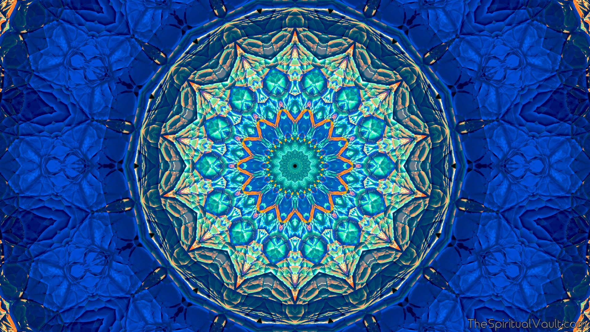 General 1920x1080 kaleidoscope mandala abstract colorful petals blue