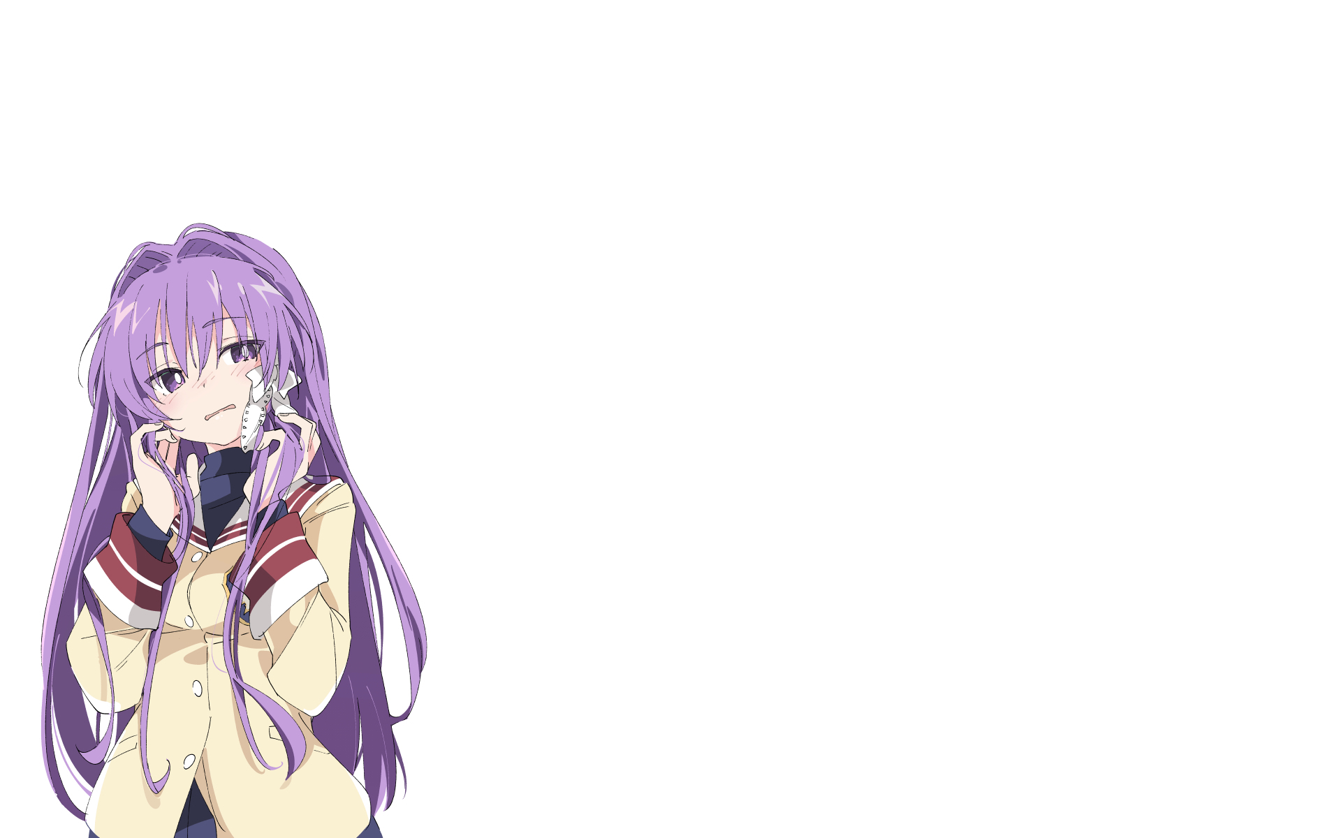 Anime 1920x1200 anime Clannad Fujibayashi Kyou purple hair white background anime girls hair ribbon
