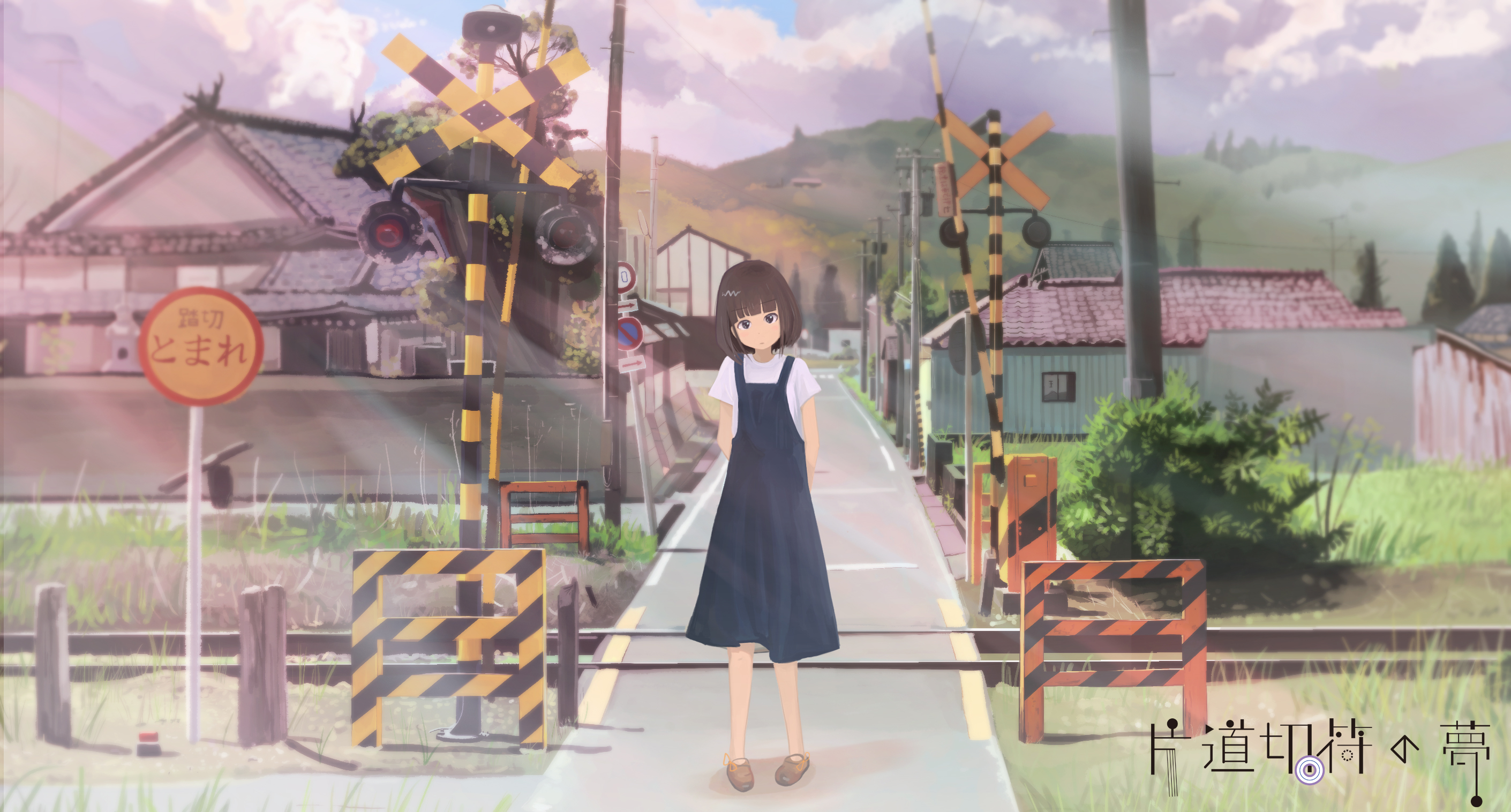 Anime 2821x1516 anime anime girls railway crossing
