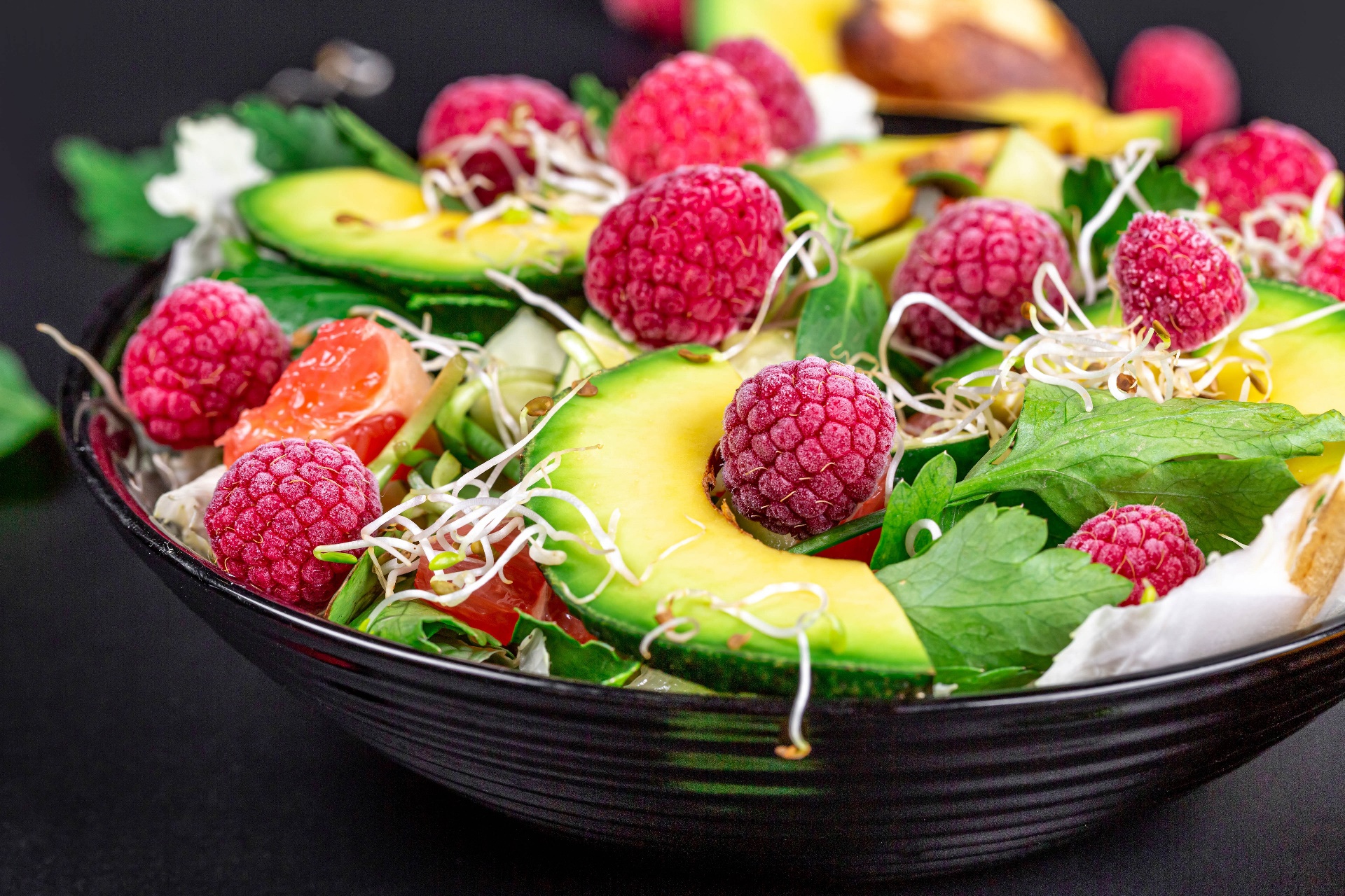 General 1920x1280 salad fruit colorful food berries raspberries avocados simple background