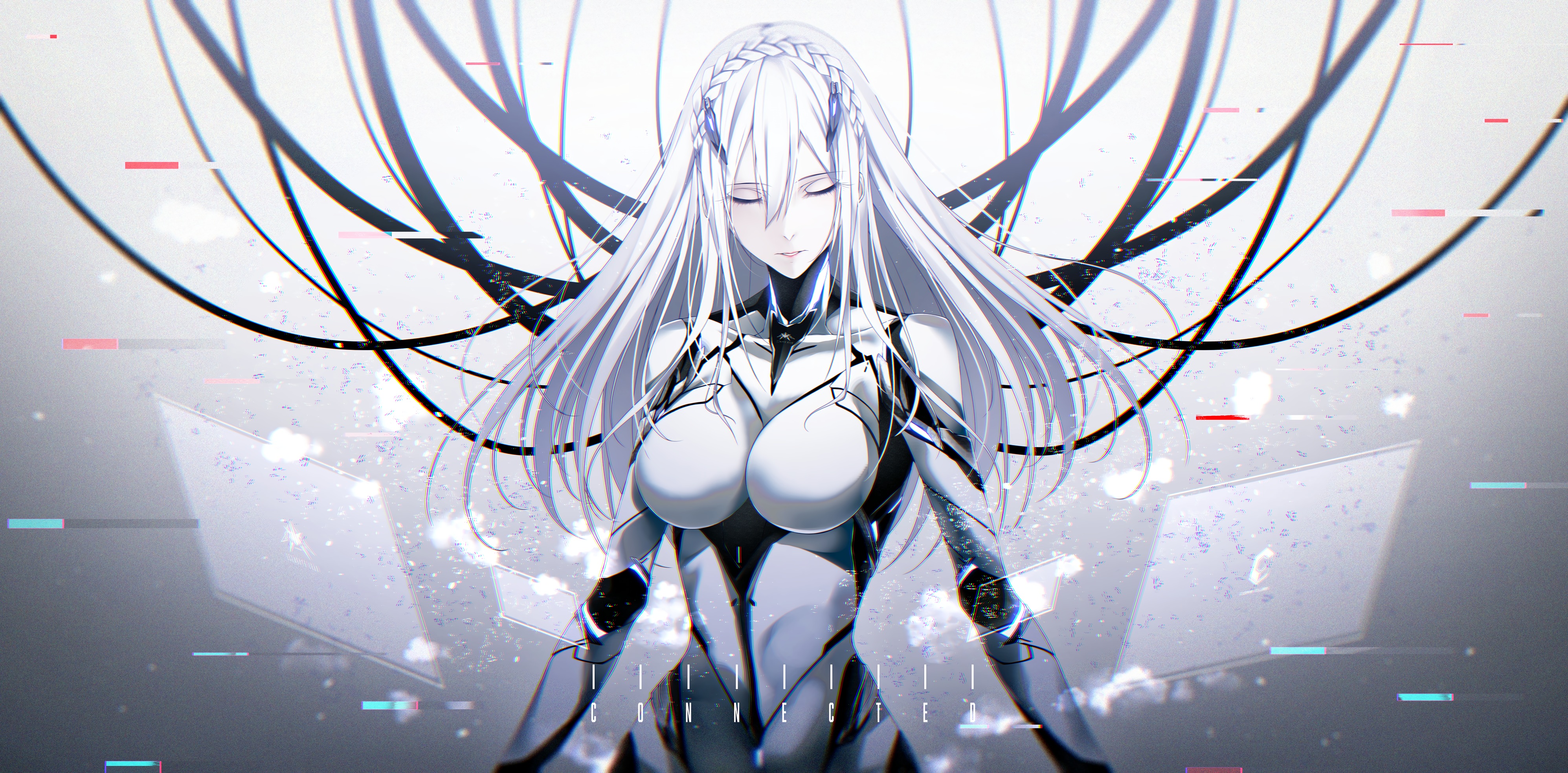 Anime Girl in Futuristic White Armor by AI Chan