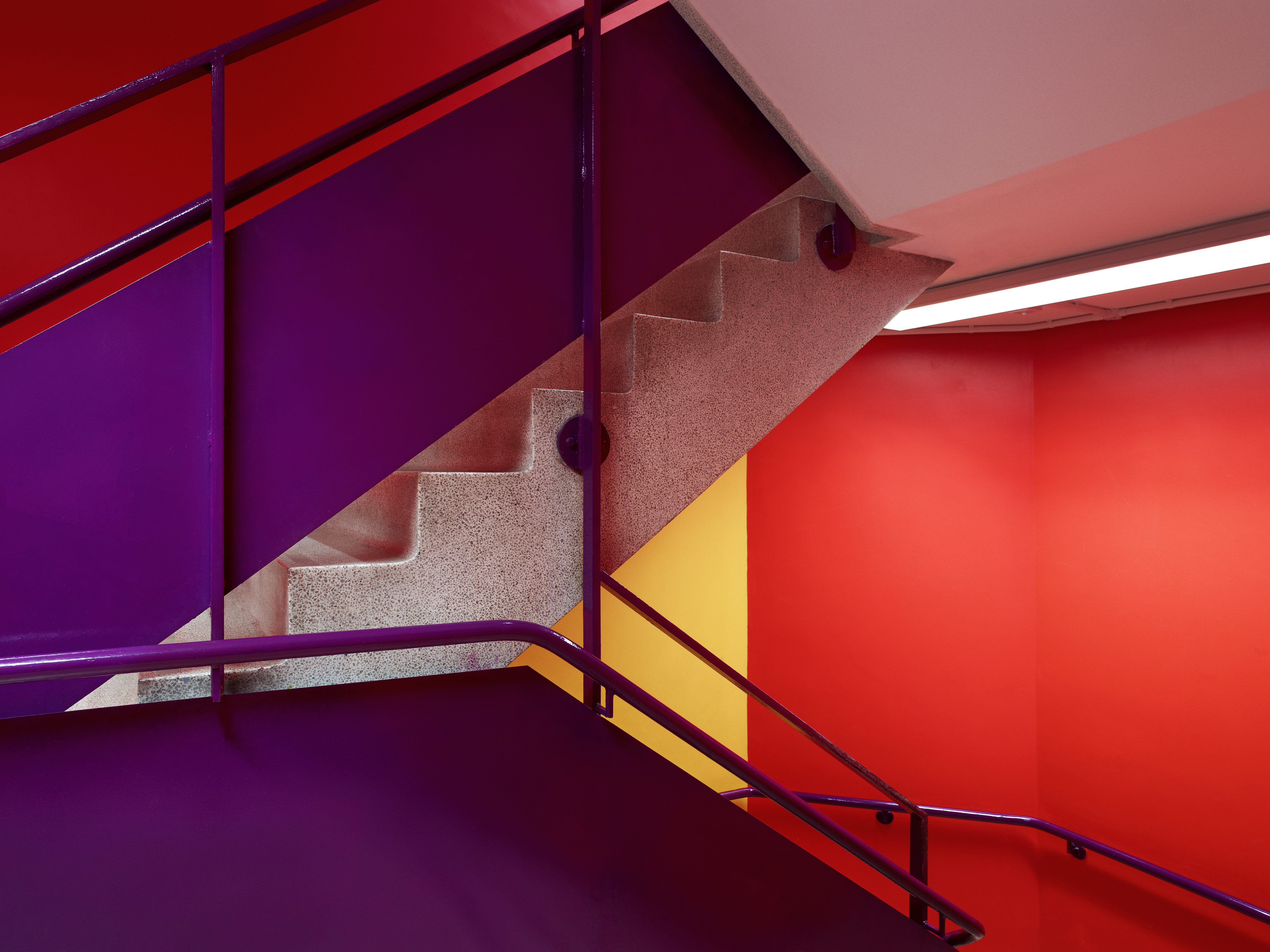 General 5464x4096 colorful stairs handrail red purple indoors