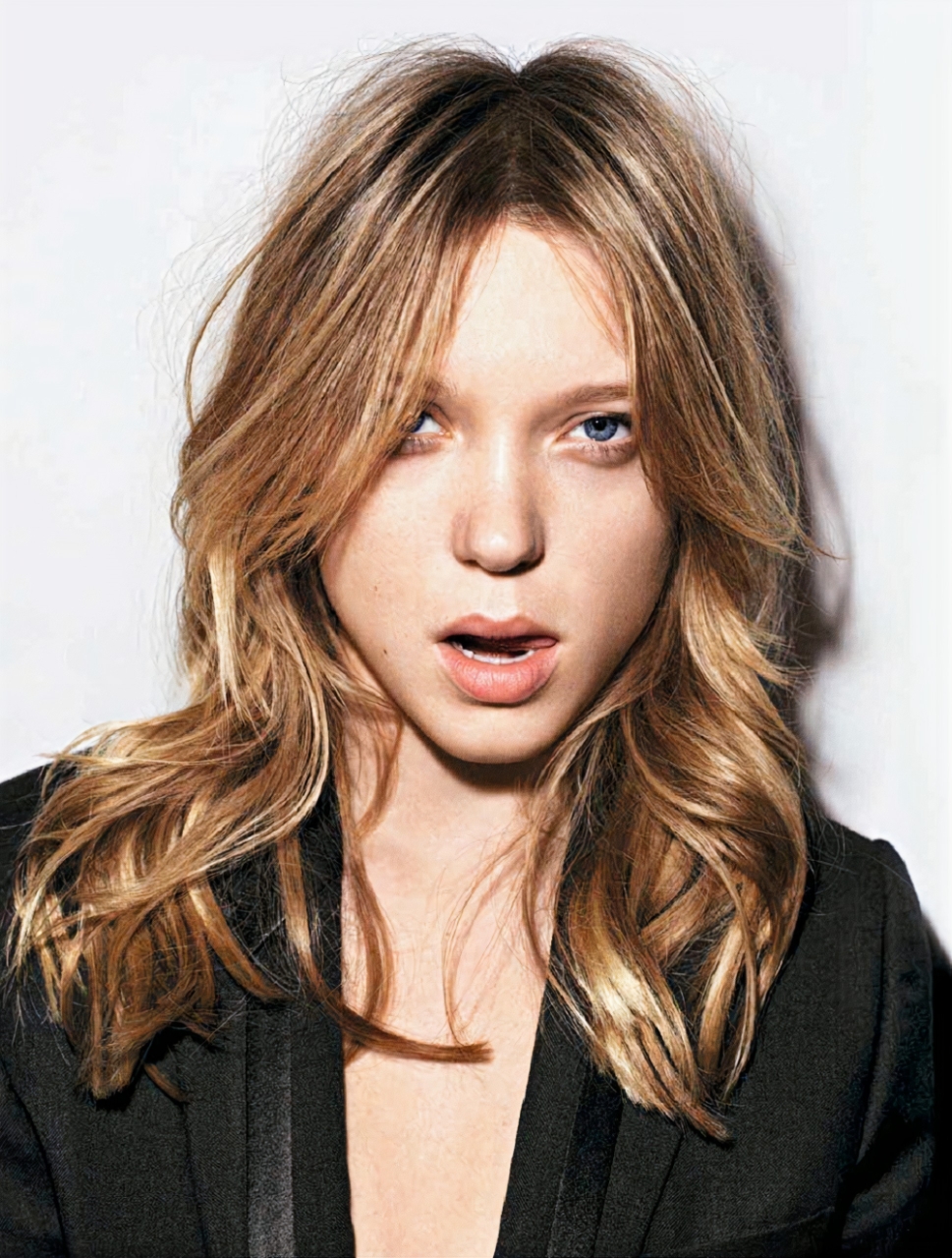 People 969x1280 Léa Seydoux women actress French long hair tongue out blue eyes face