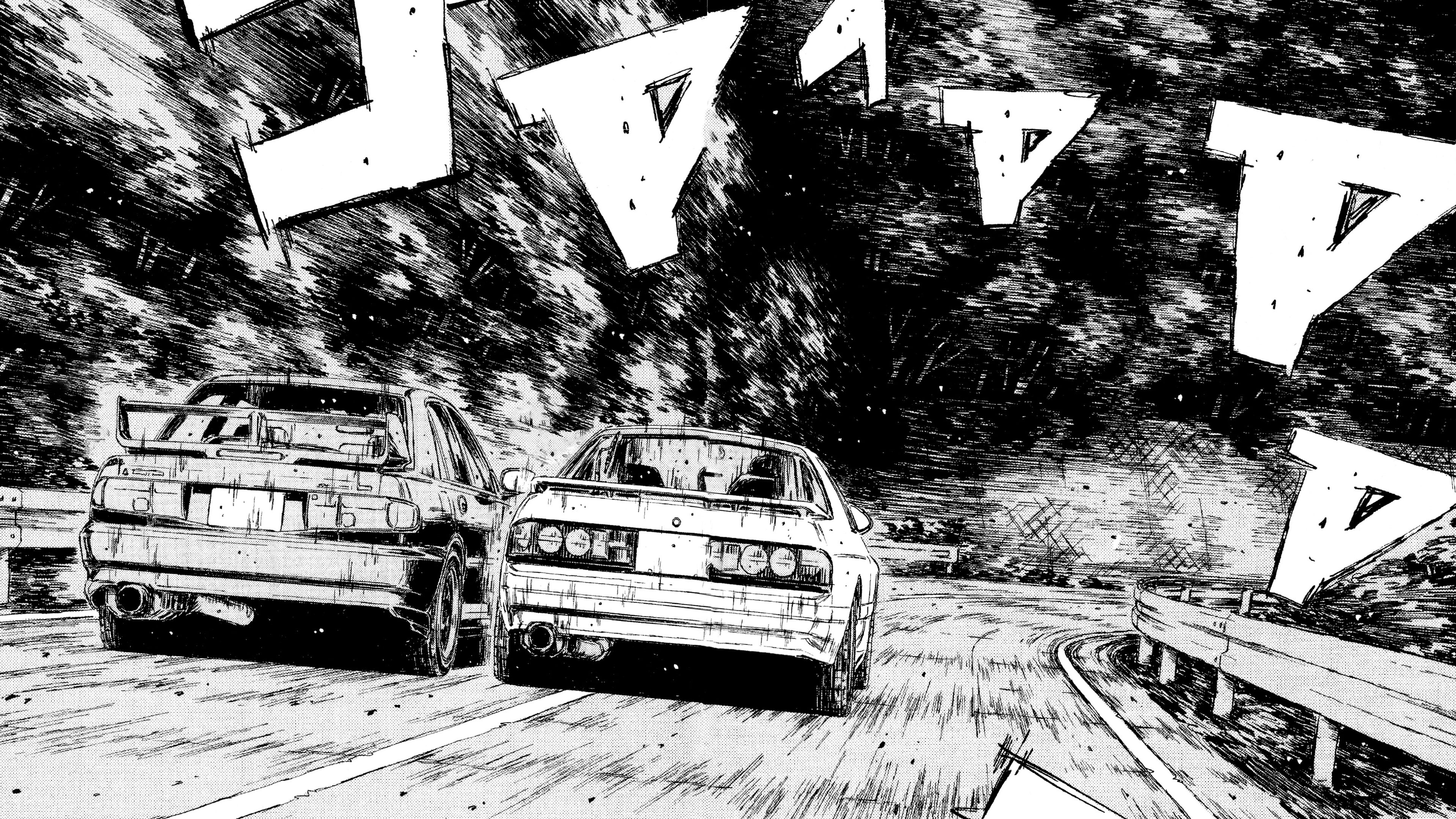 Anime 3840x2160 Initial D Mitsubishi Lancer Evo V car vehicle racing road