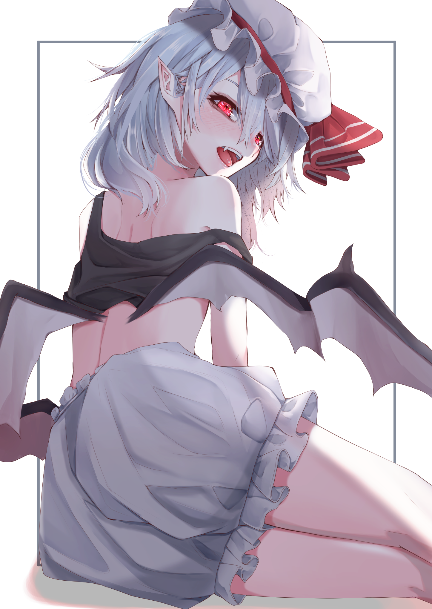 Anime 1447x2039 anime anime girls digital art artwork 2D portrait display Touhou Remilia Scarlet Fall Dommmmmer wings pointy ears red eyes